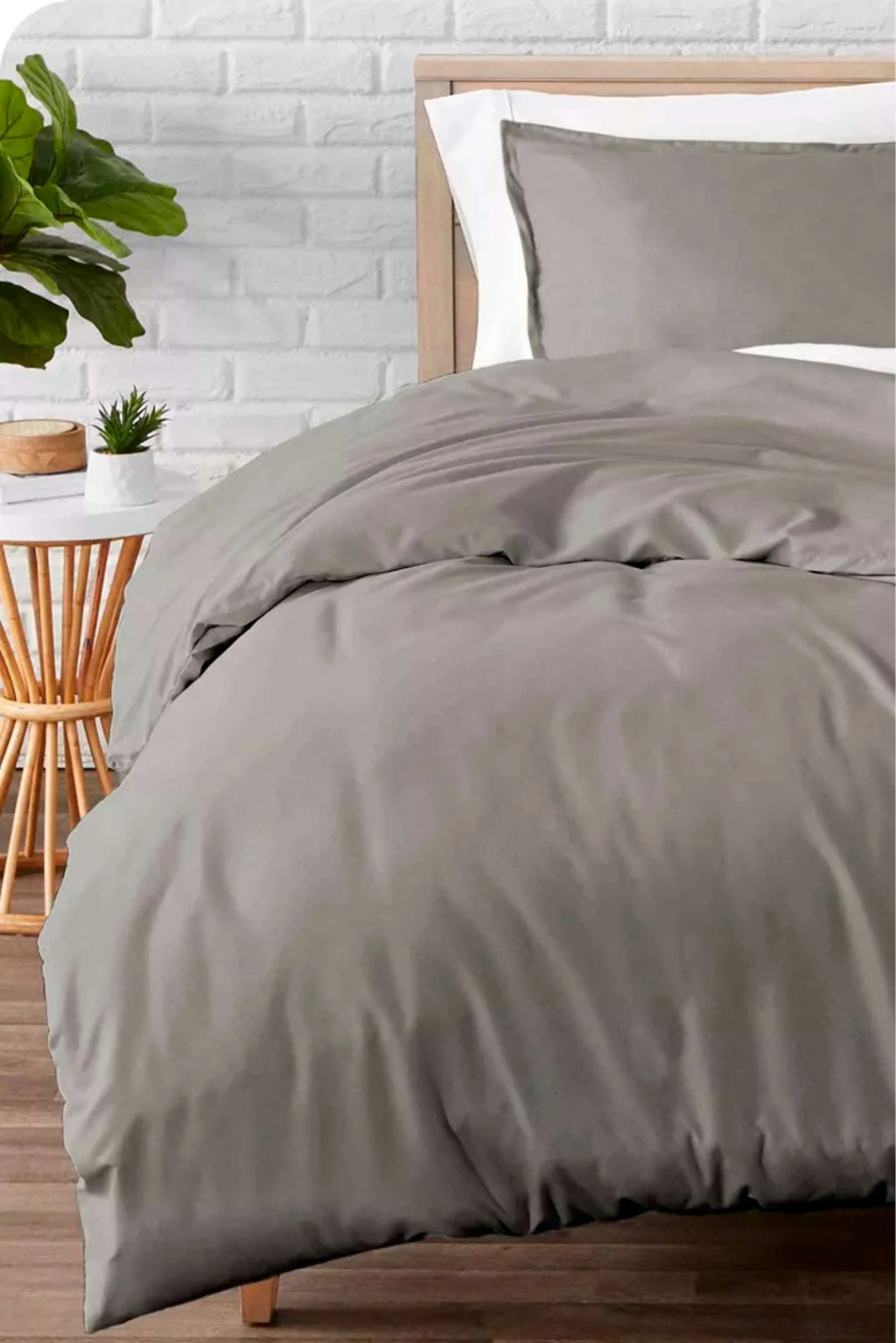 Set King/Cal King size cubre duvet y juego de fundas de almohada, color gris claro - Image 2