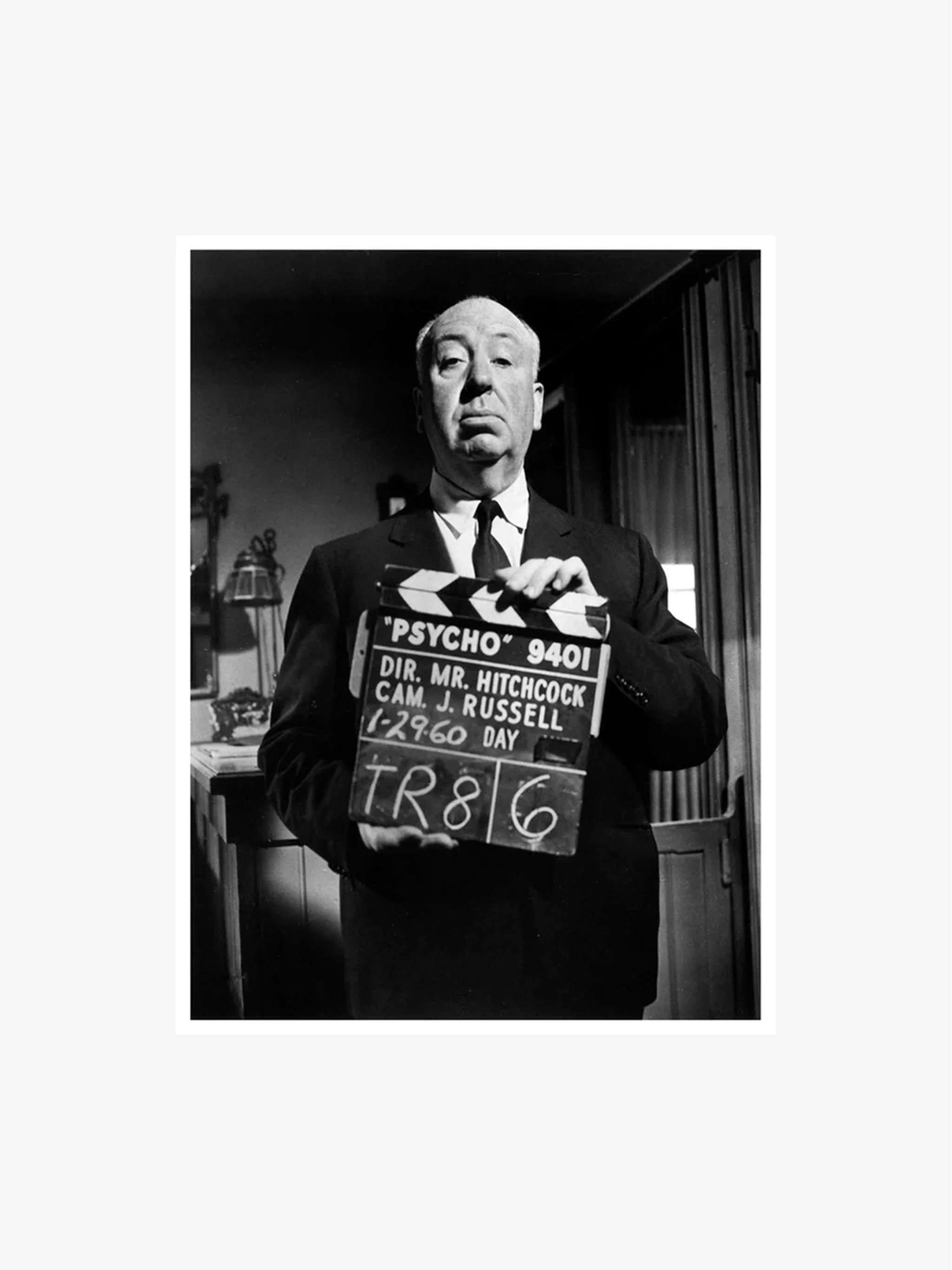 Cuadro decorativo, Black and White Portraits - Hitchcock Psycho, tamaño 60x90 cm