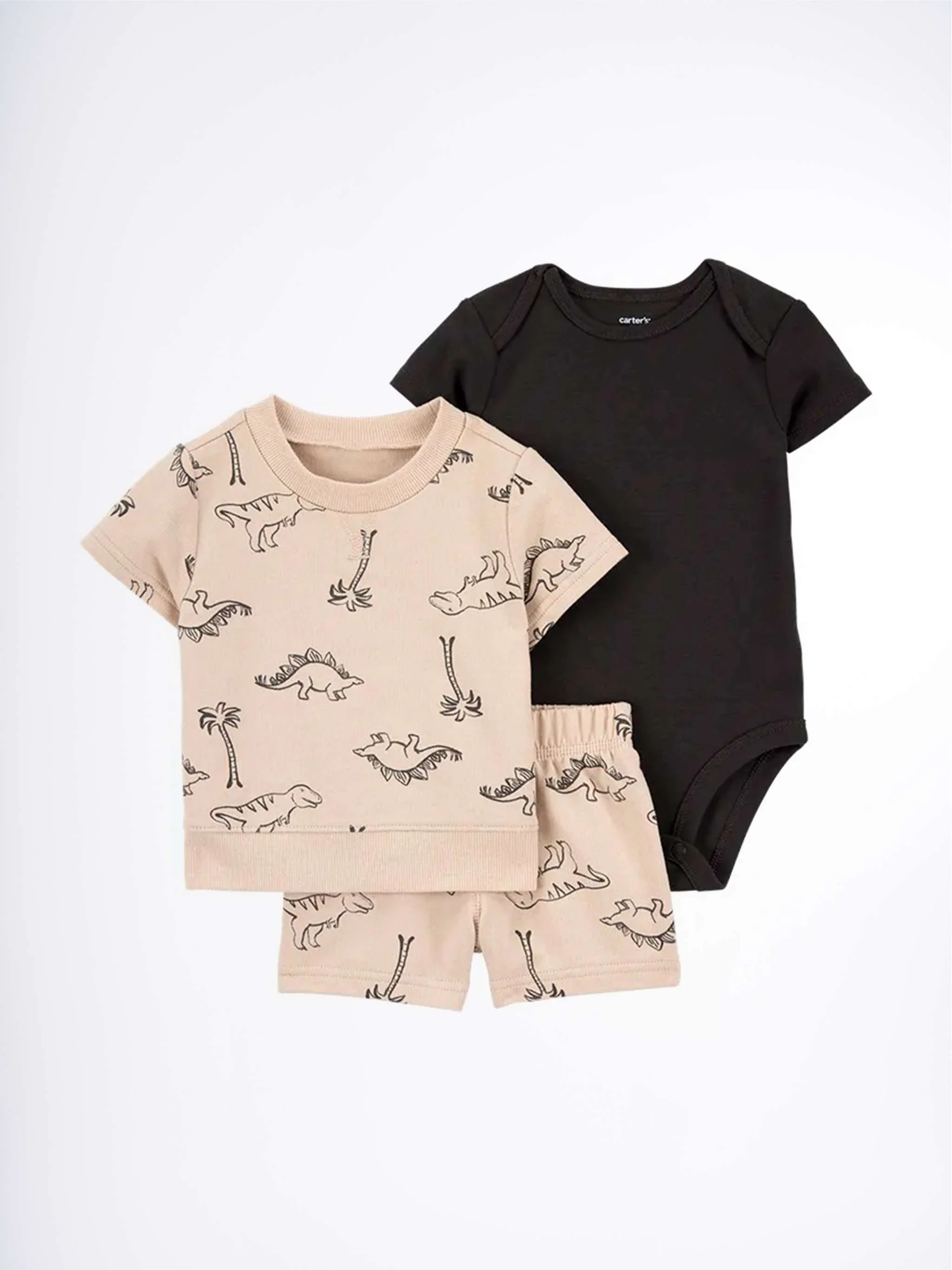 Conjunto casual Dino Print, color marrón con negro, para Niño