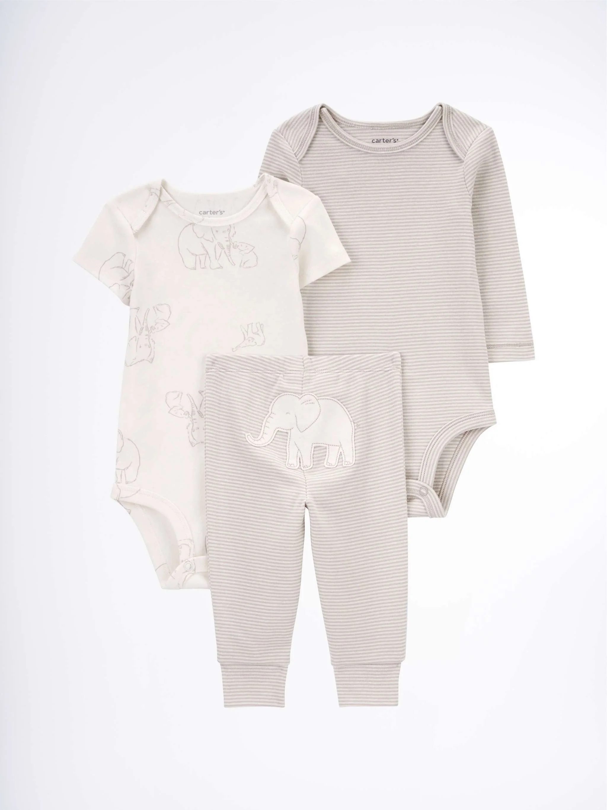 Pack de bodys, color gris con blanco, para Niño