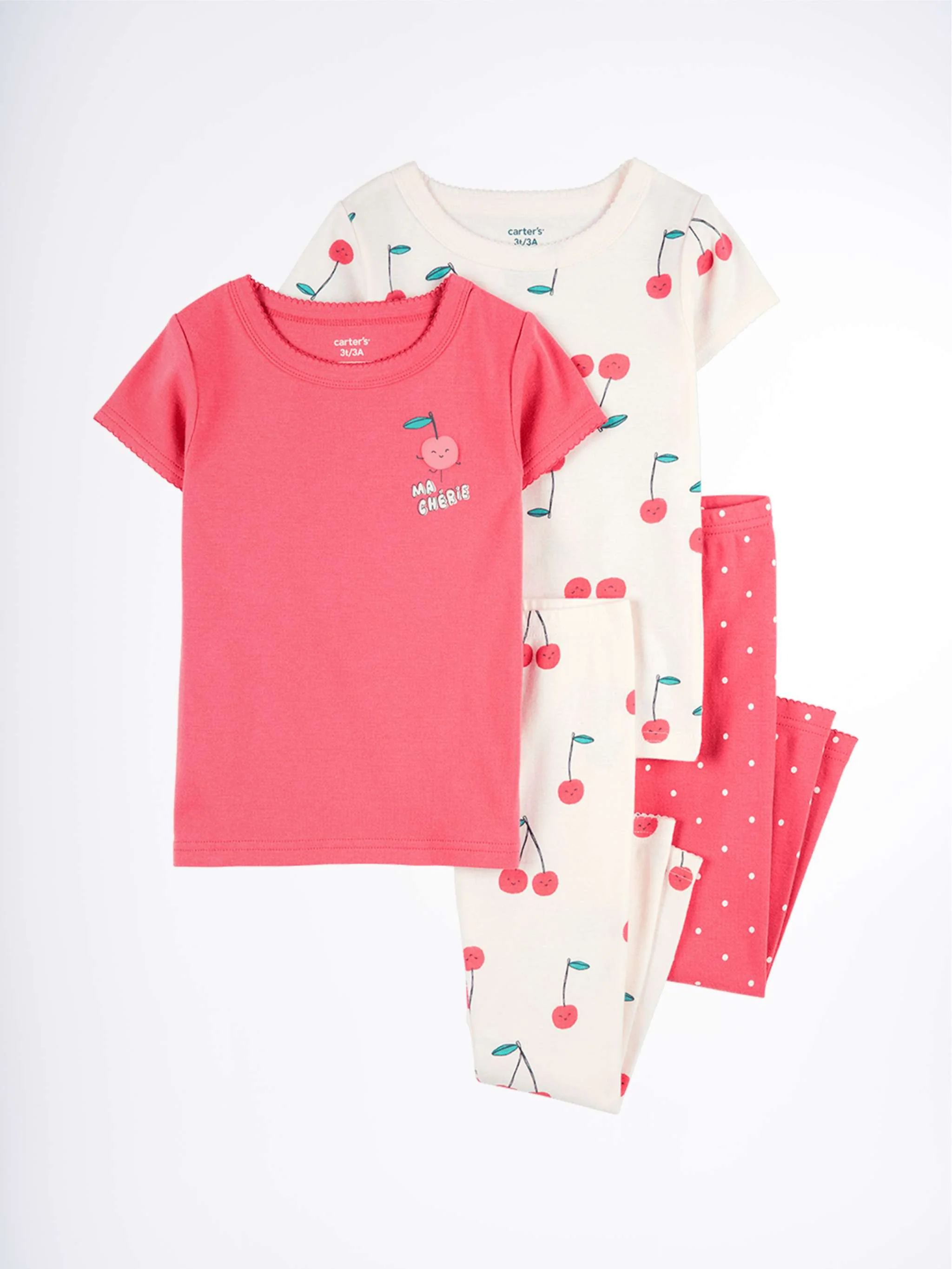 Pijama - 4 pzs, color blanco y rosado, para Niña