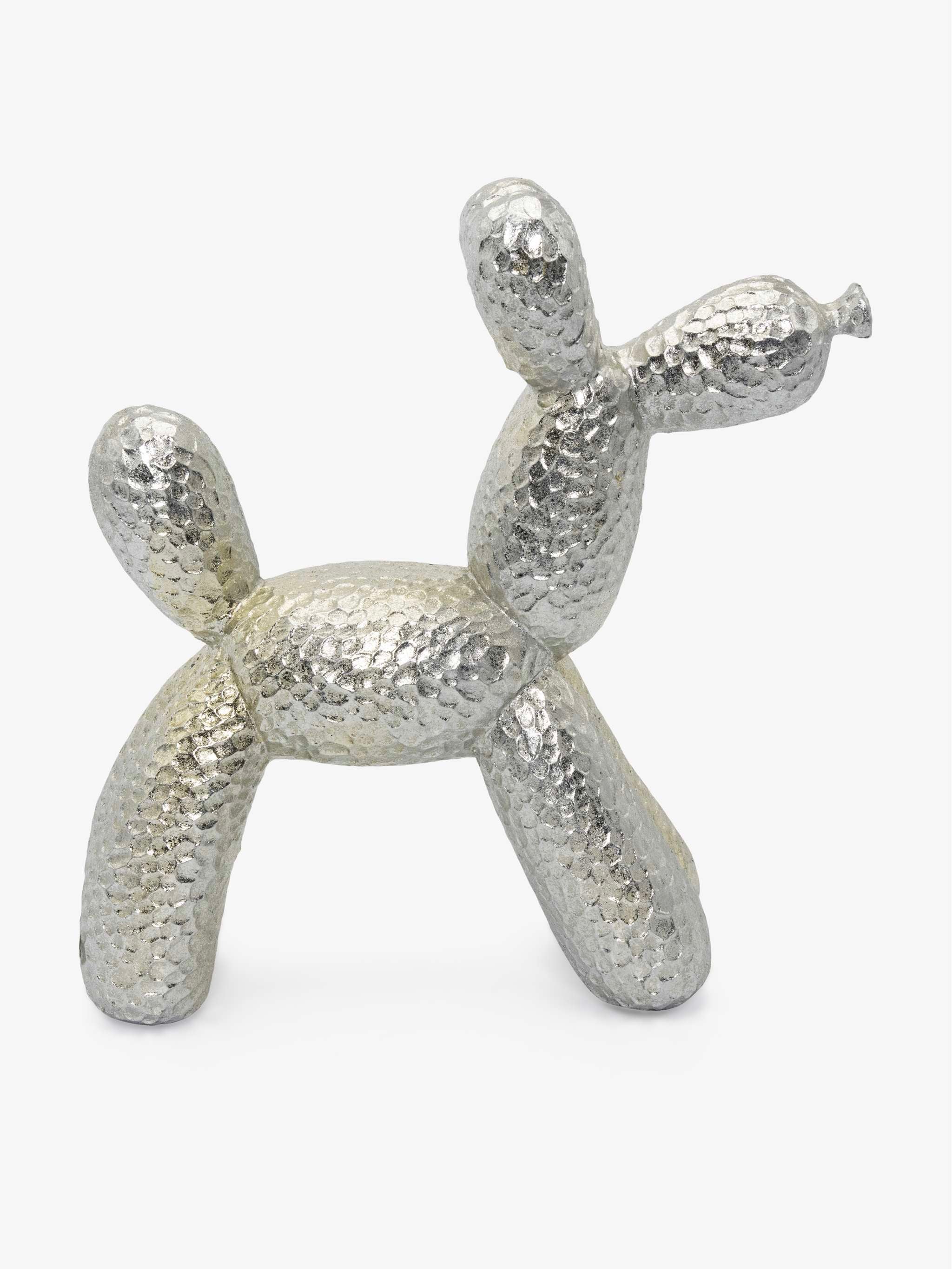 Adorno decorativo con forma de Perro, color plateado, tamaño 27 x 28 cm