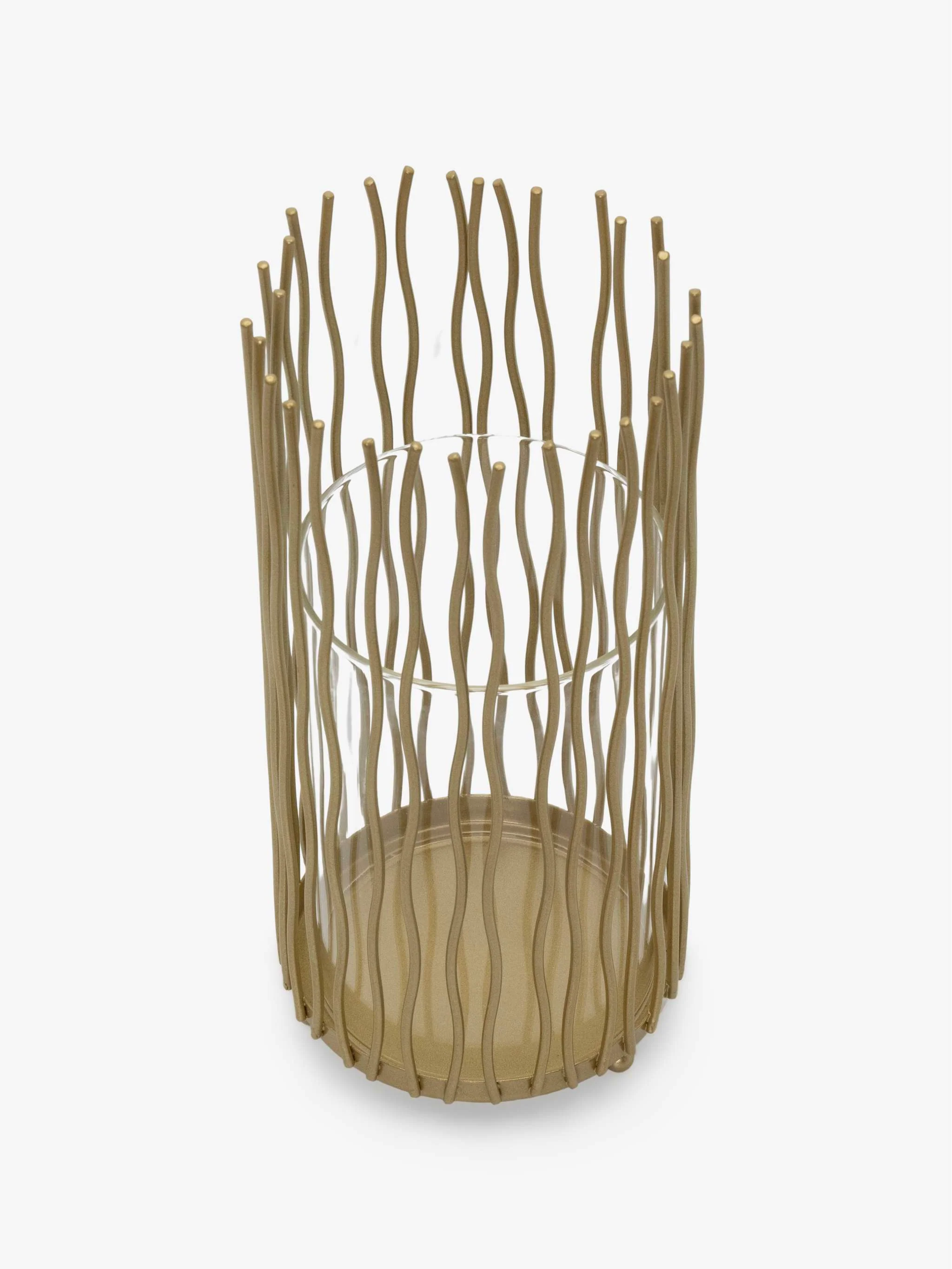 Portavelas decorativo, color dorado, tamaño 12 x 23.5 cm - Image 3