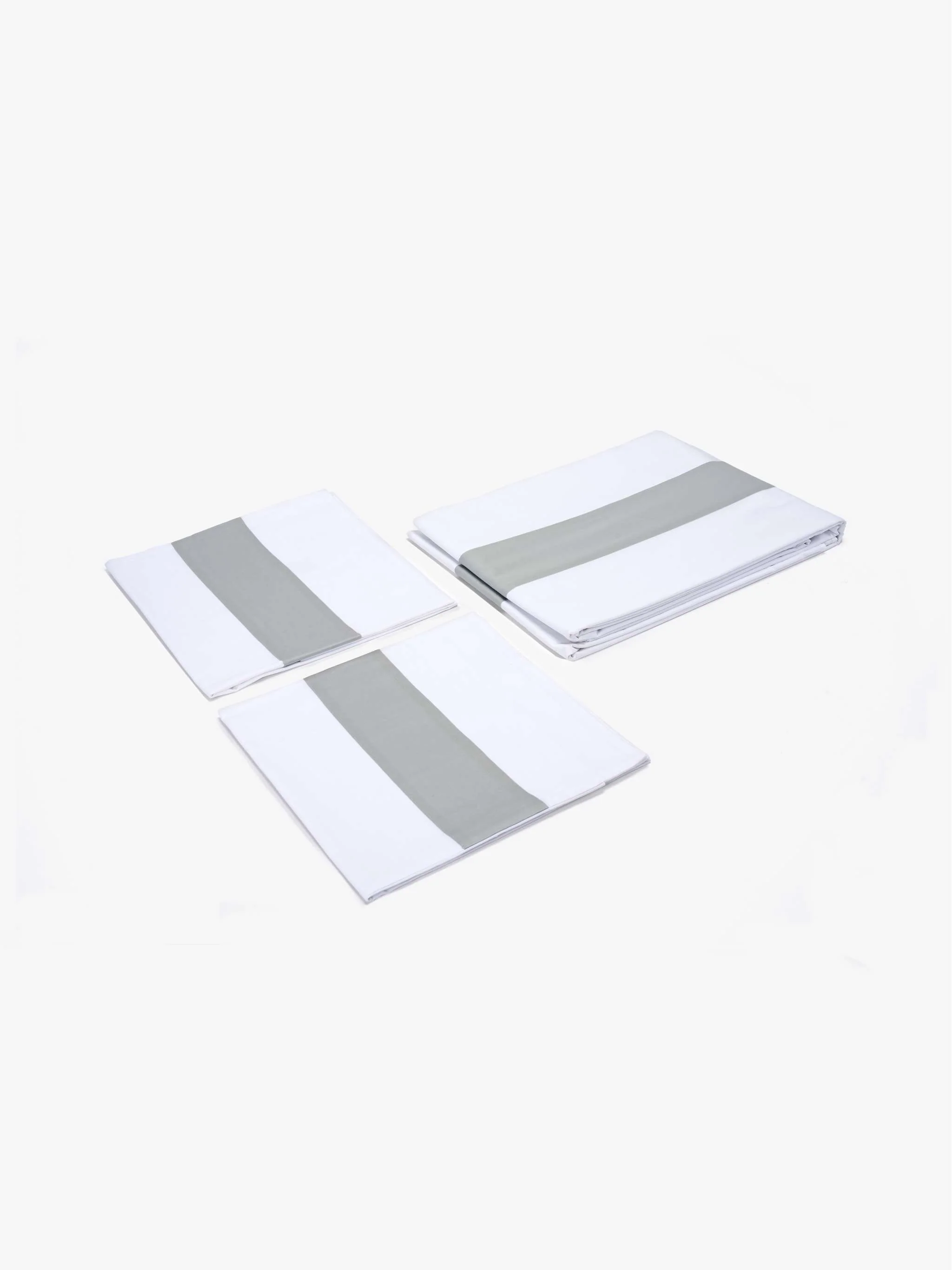 Set de sábanas Susanna Percale Queen, color blanco/gris - Image 3