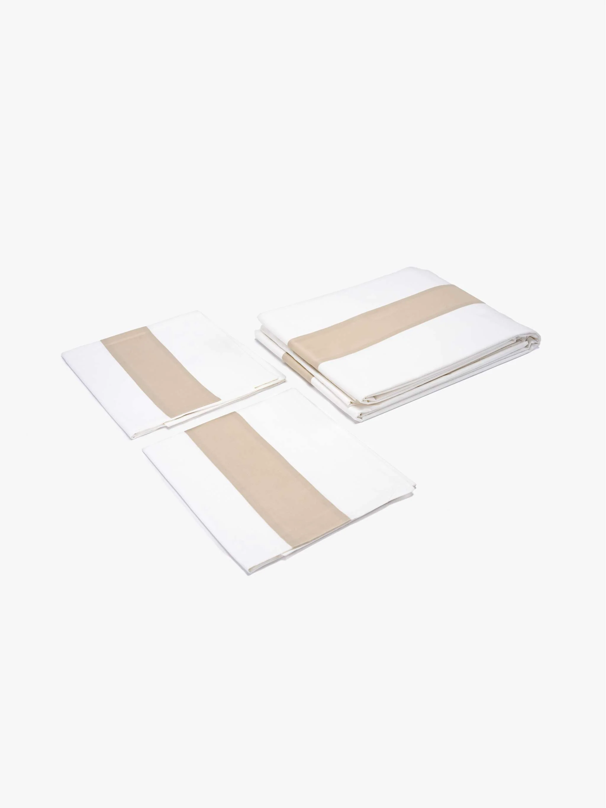 Set de sábanas Susanna Percale Queen, color blanco/beige - Image 3