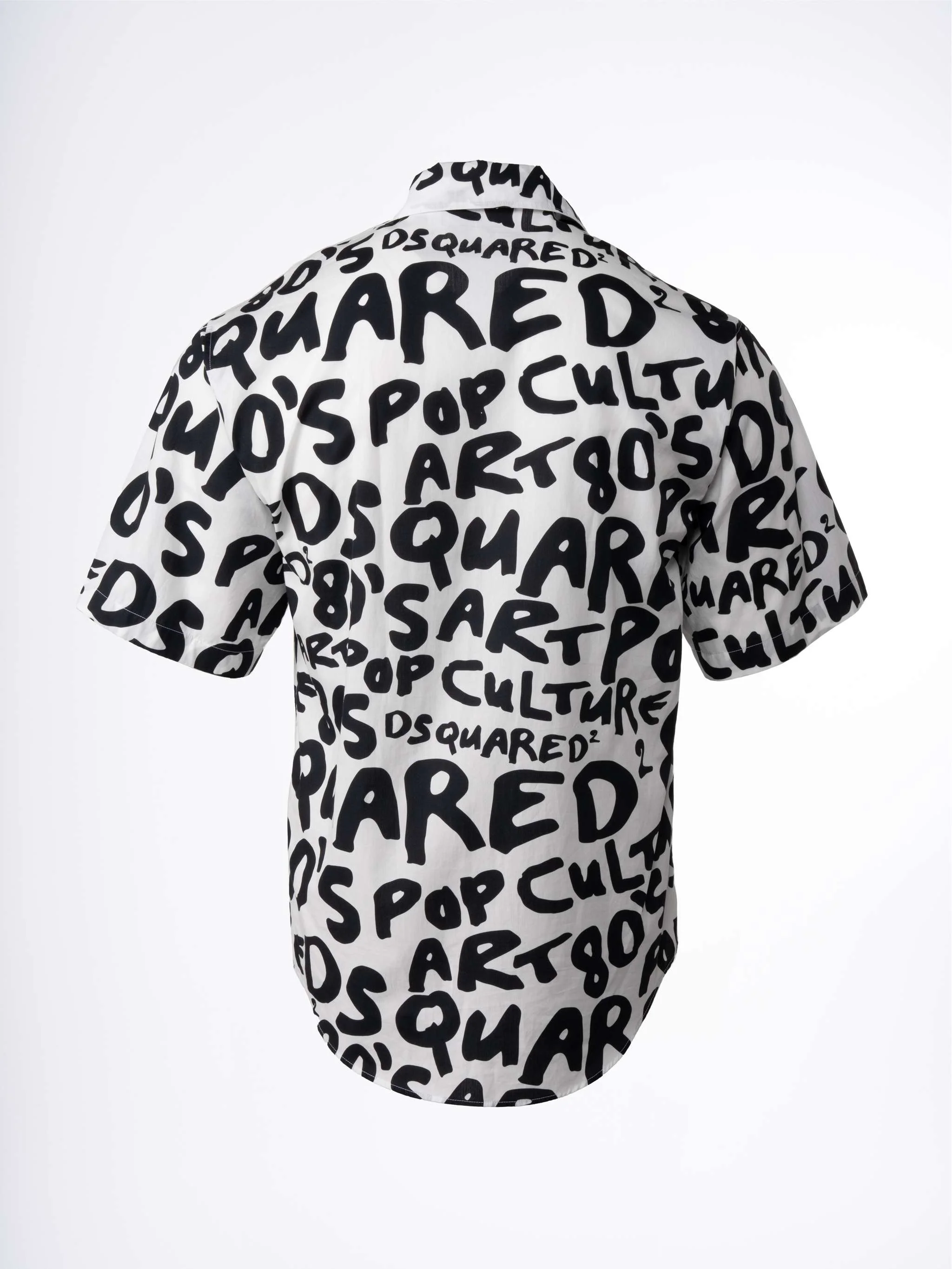 Camisa D2 Pop 80's, color blanco con negro, para Caballeros - Image 2