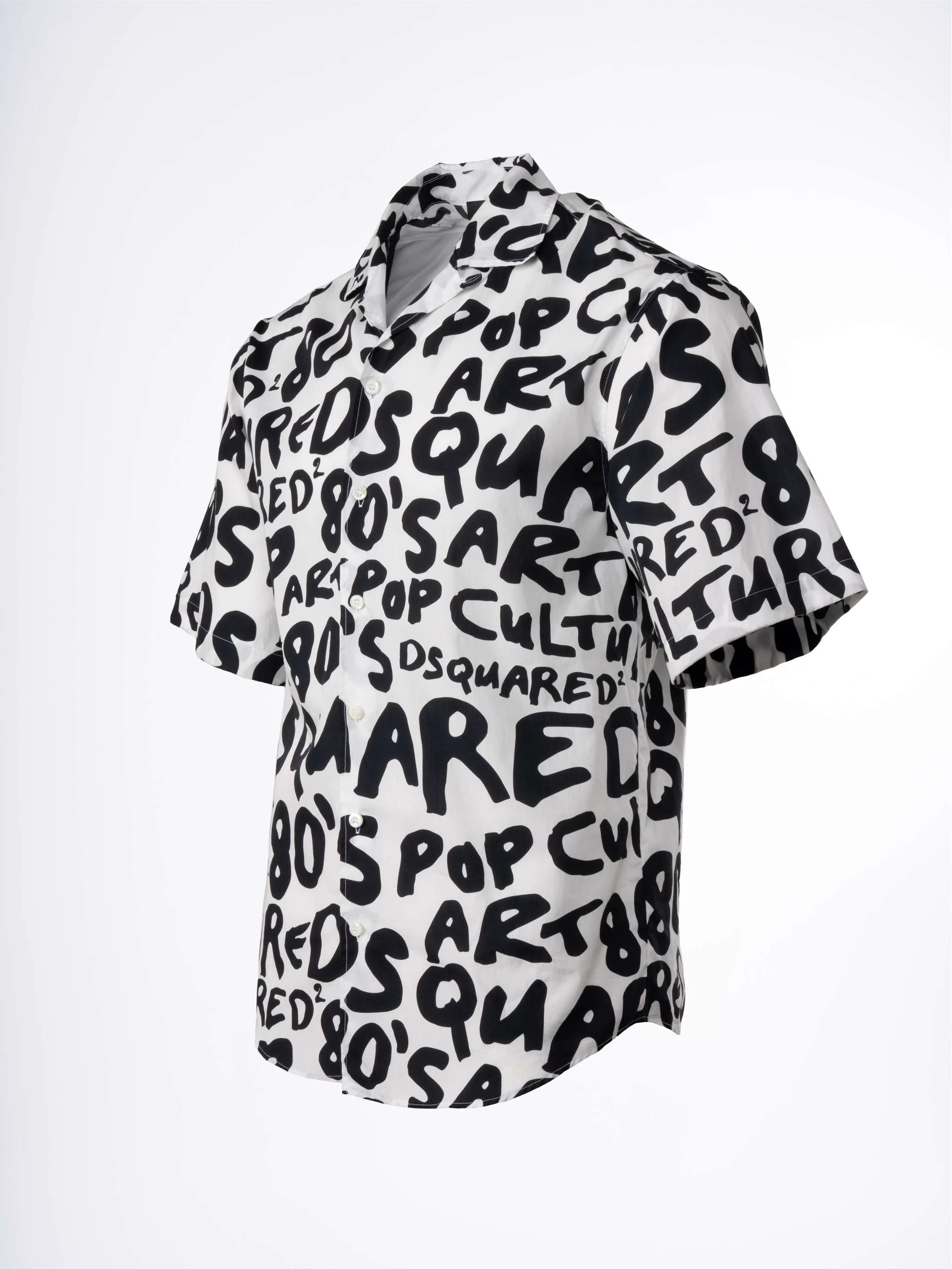 Camisa D2 Pop 80's, color blanco con negro, para Caballeros - Image 3