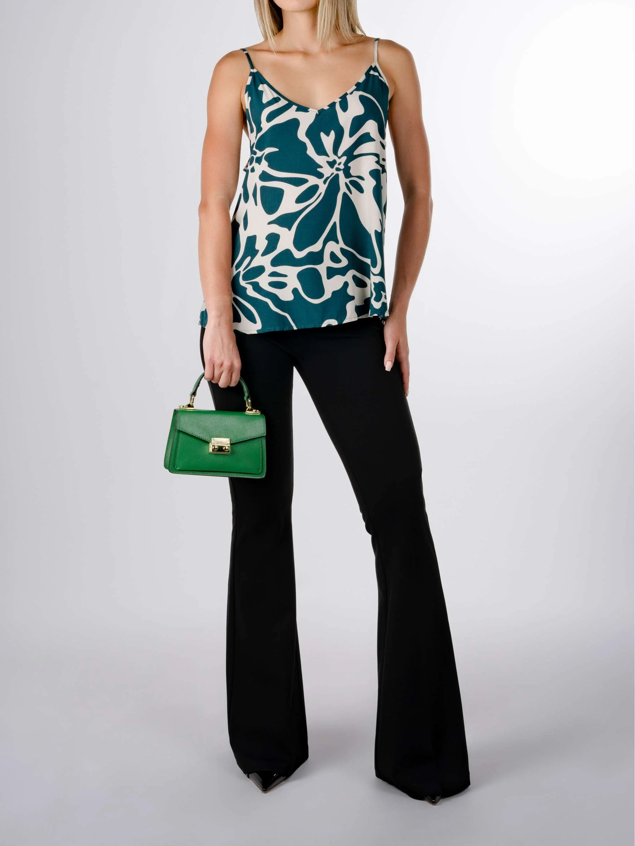 Top sin manga estampado Linell, color verde, para Damas - Image 2