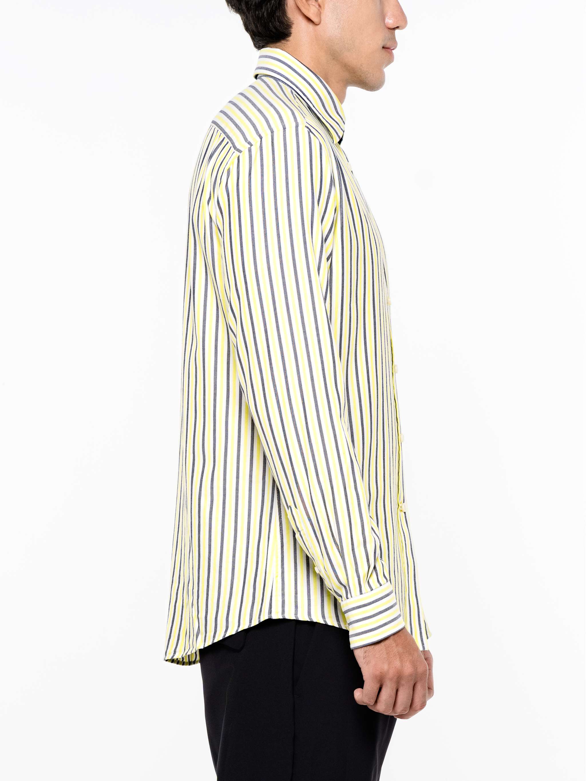 Camisa manga larga 2 contrastes internos, color amarillo, para Caballeros - Image 3