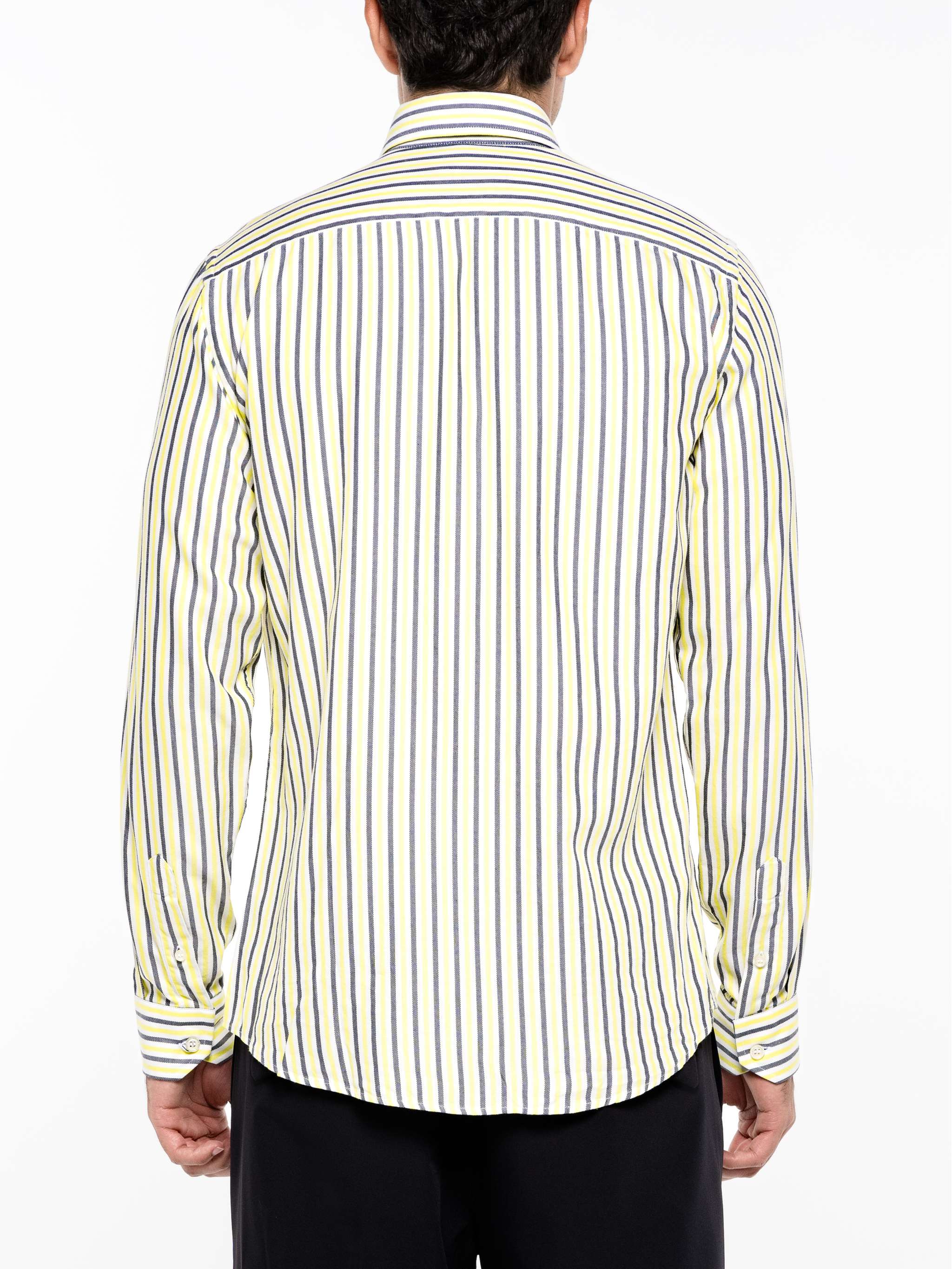 Camisa manga larga 2 contrastes internos, color amarillo, para Caballeros - Image 4