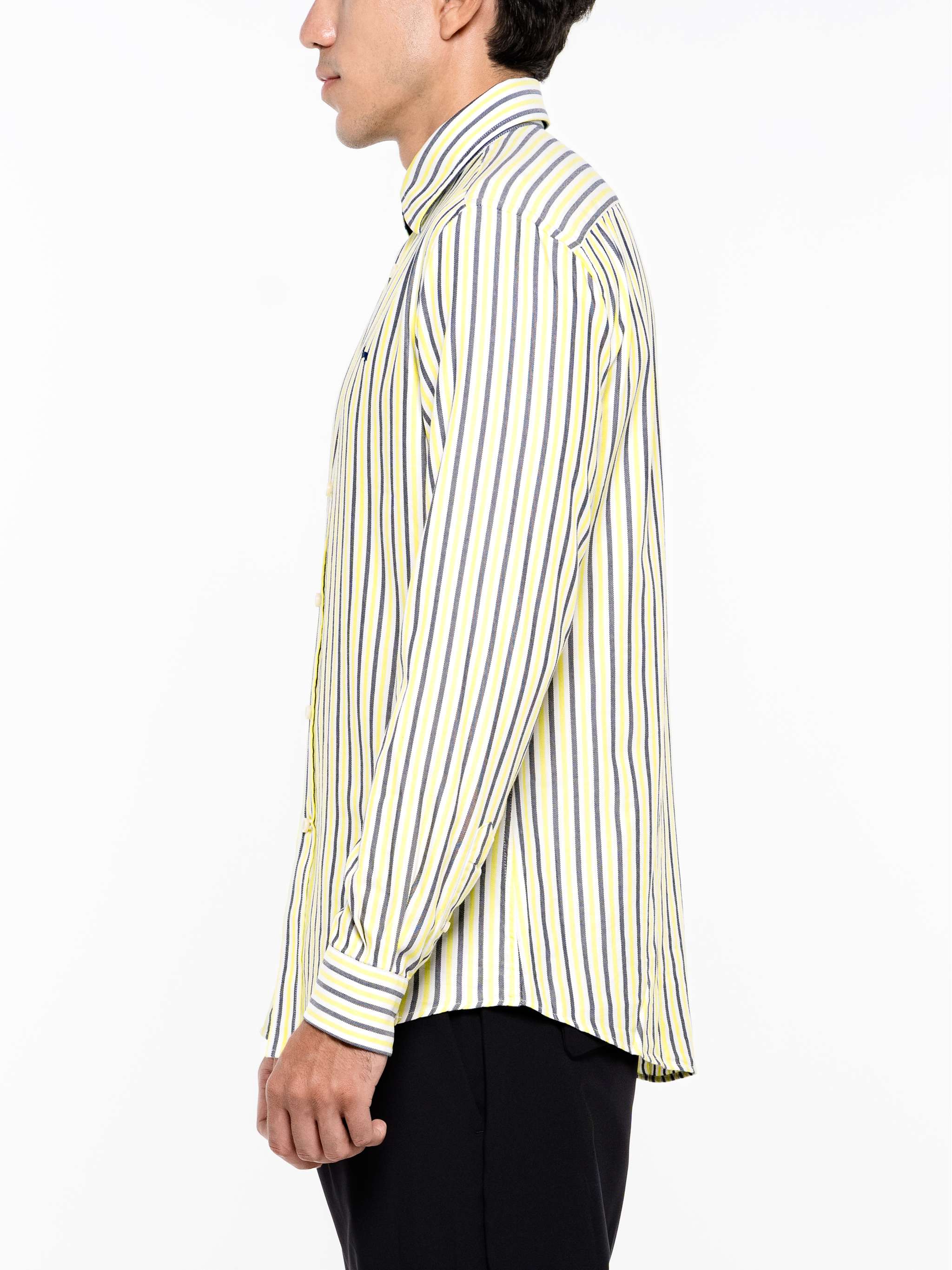 Camisa manga larga 2 contrastes internos, color amarillo, para Caballeros - Image 5