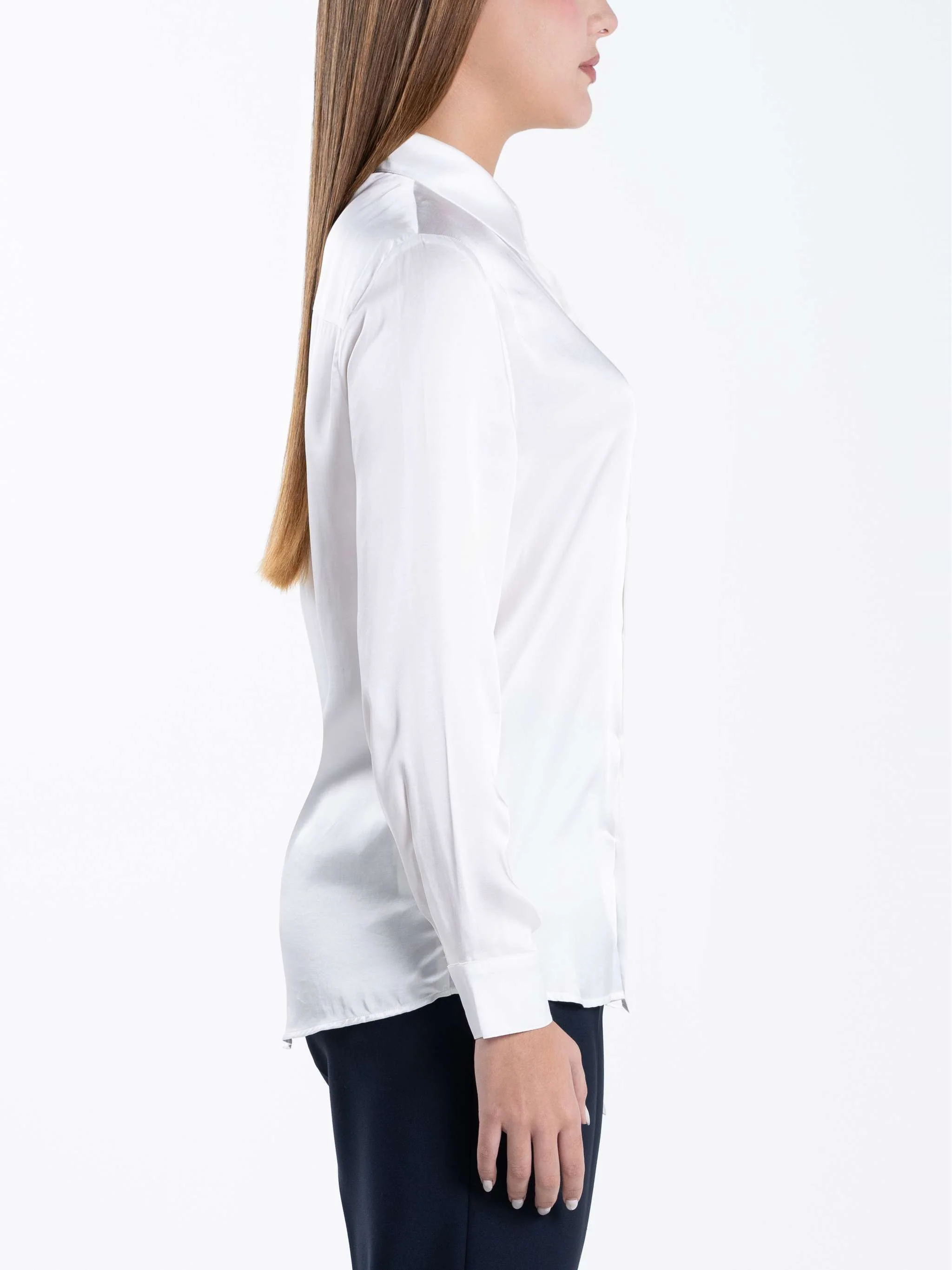Camisa manga larga casual, color crema, para Damas - Image 3