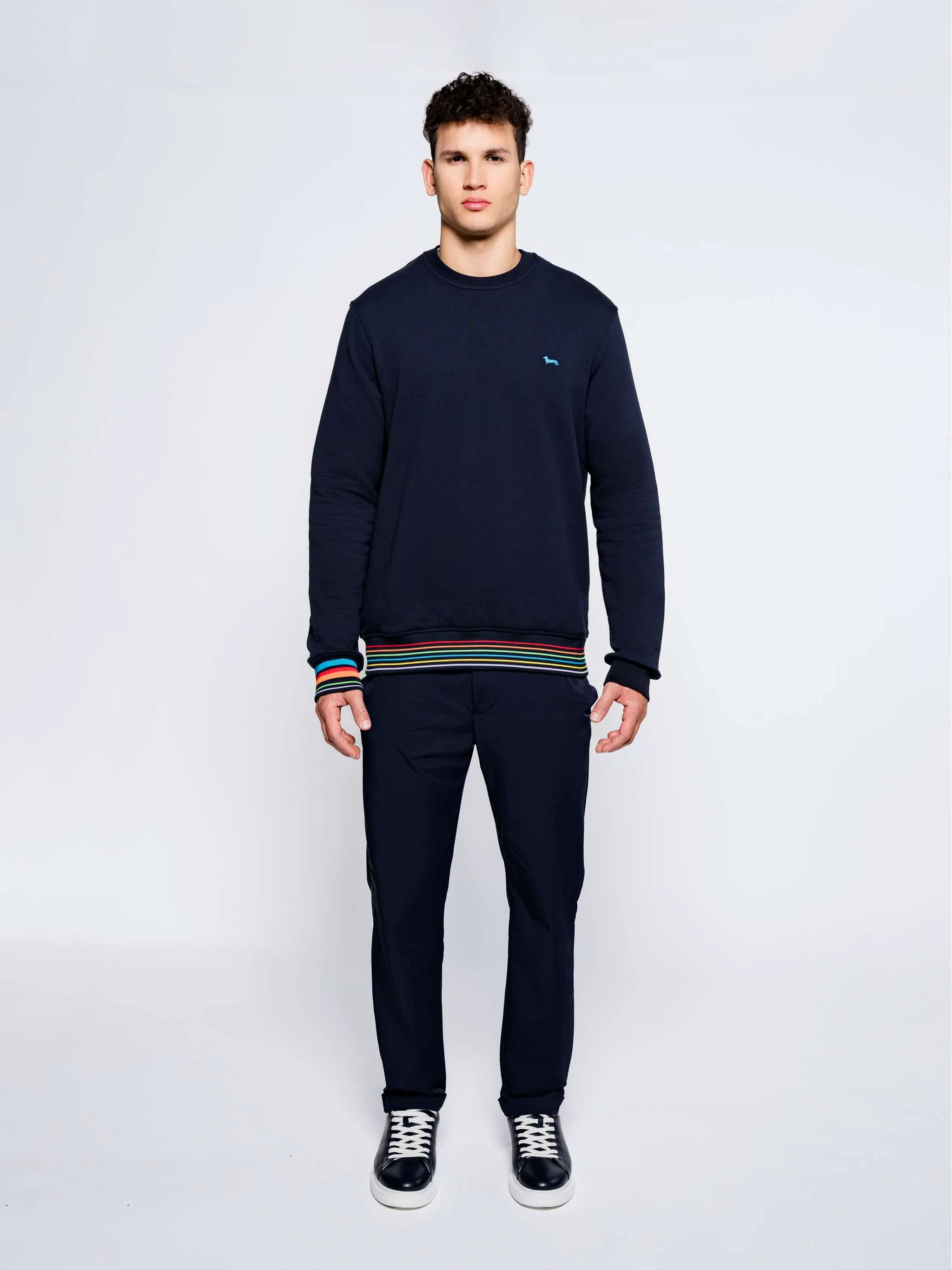 Suéter casual básico, color azul oscuro, para Caballeros