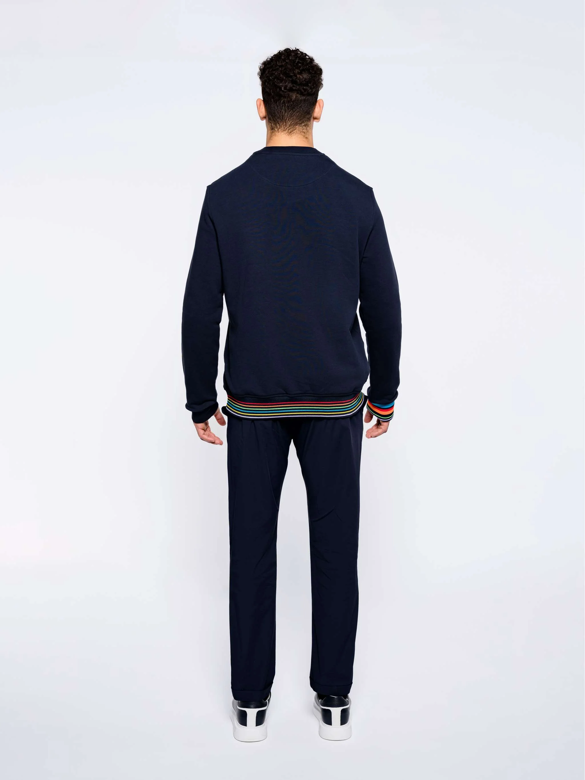 Suéter casual básico, color azul oscuro, para Caballeros - Image 3