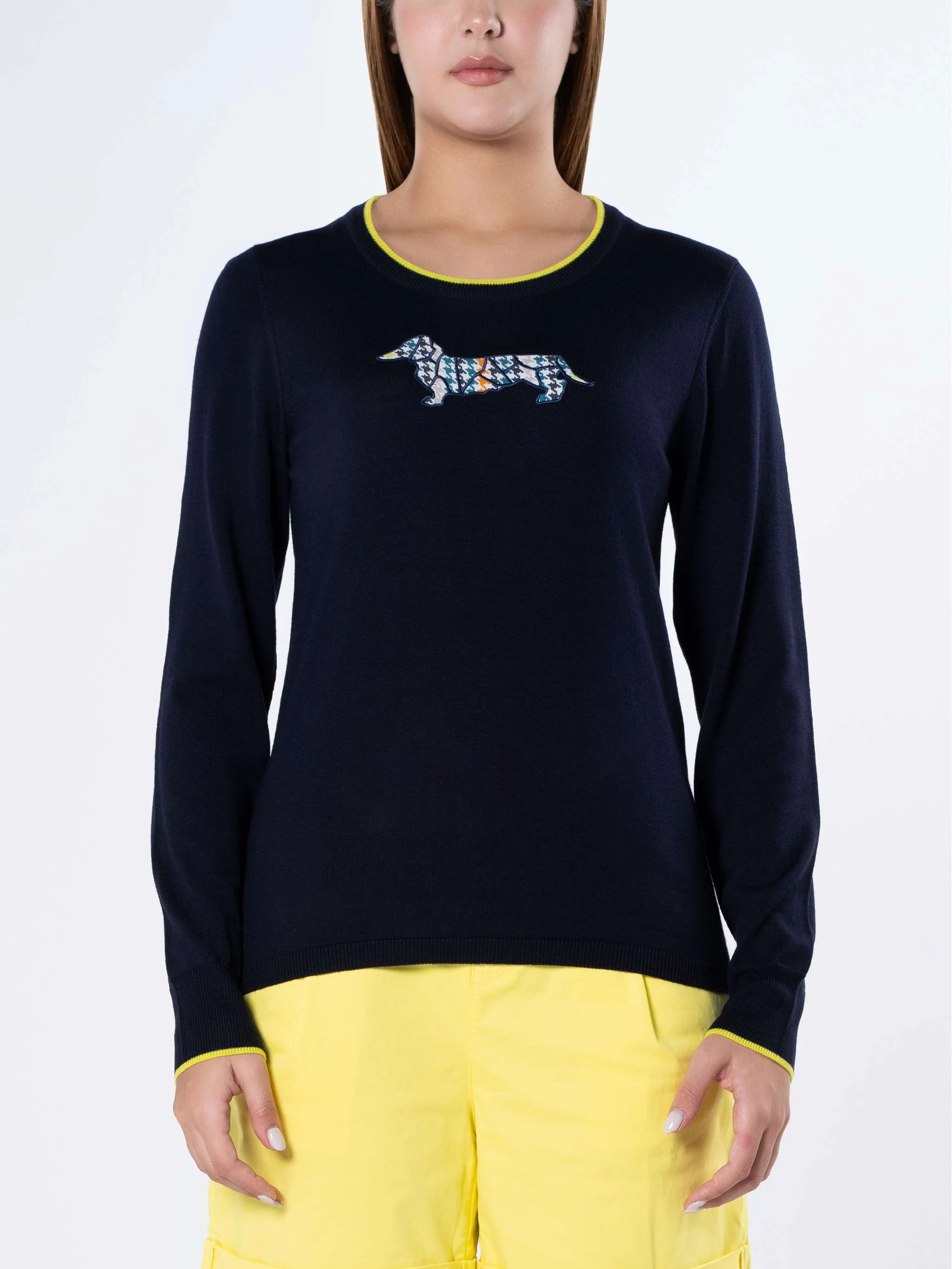 Suéter con logo, color azul oscuro, para Damas
