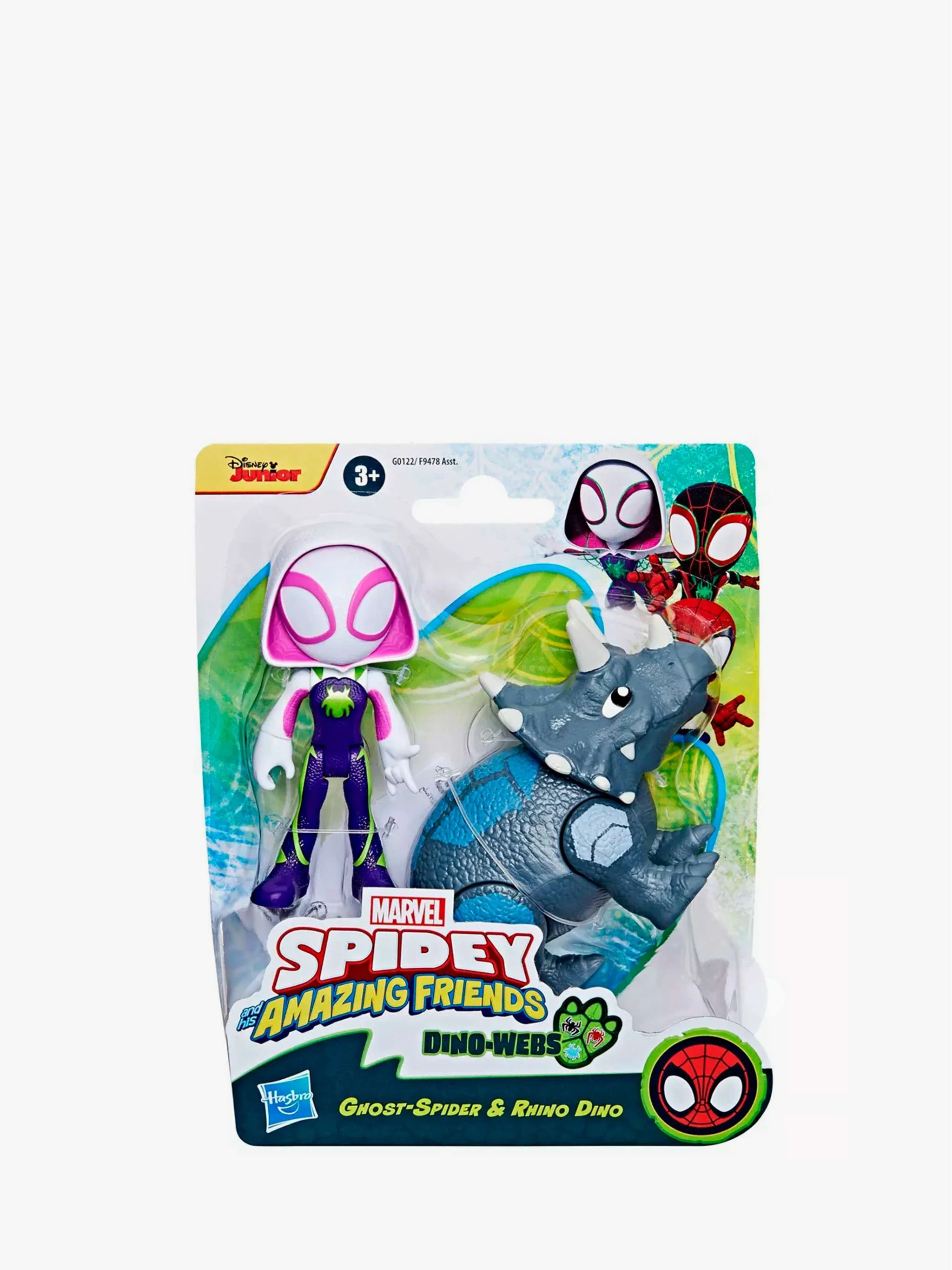 Juguete Spidey Amazing Friends Dino Webs - Ghost Spider, figura/vehículo y juego de acción, Para Niño