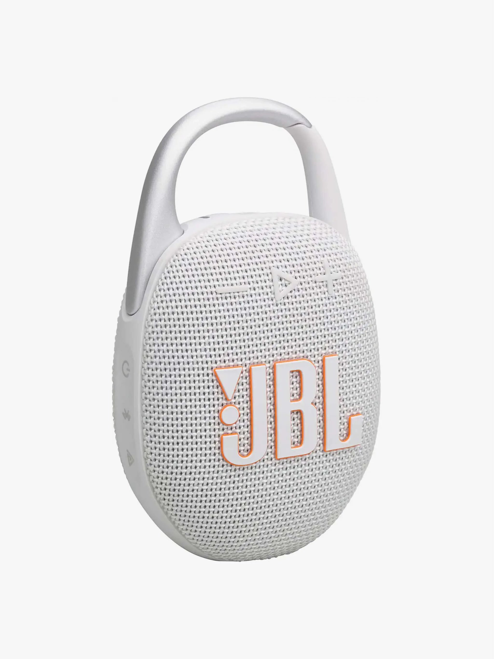 Parlante portátil Clip 5 Bluetooth, color blanco, con diseño compacto y resistente