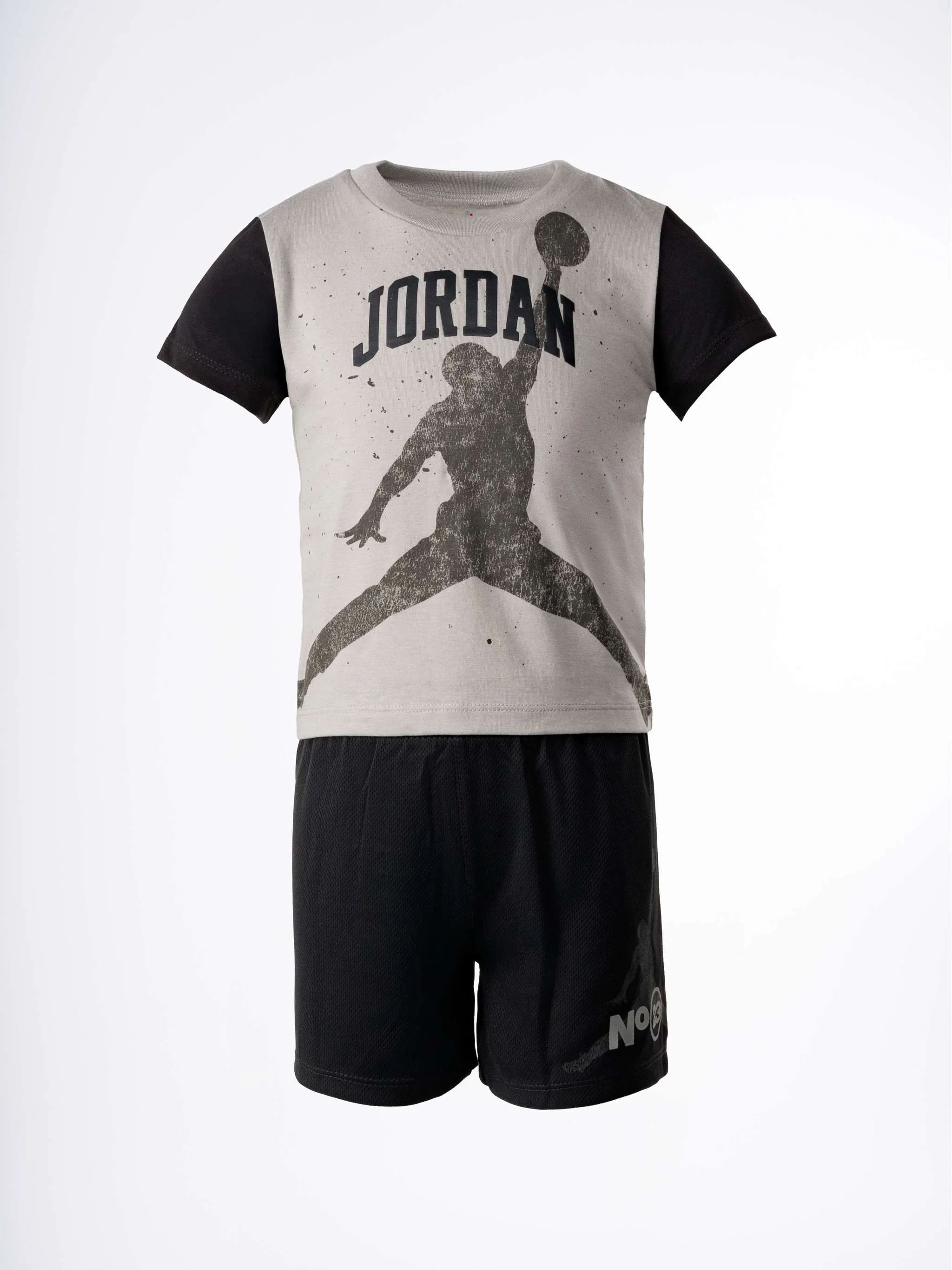 Conjunto deportivo 1984 Jumpman Short Set, color gris con negro, para Niño