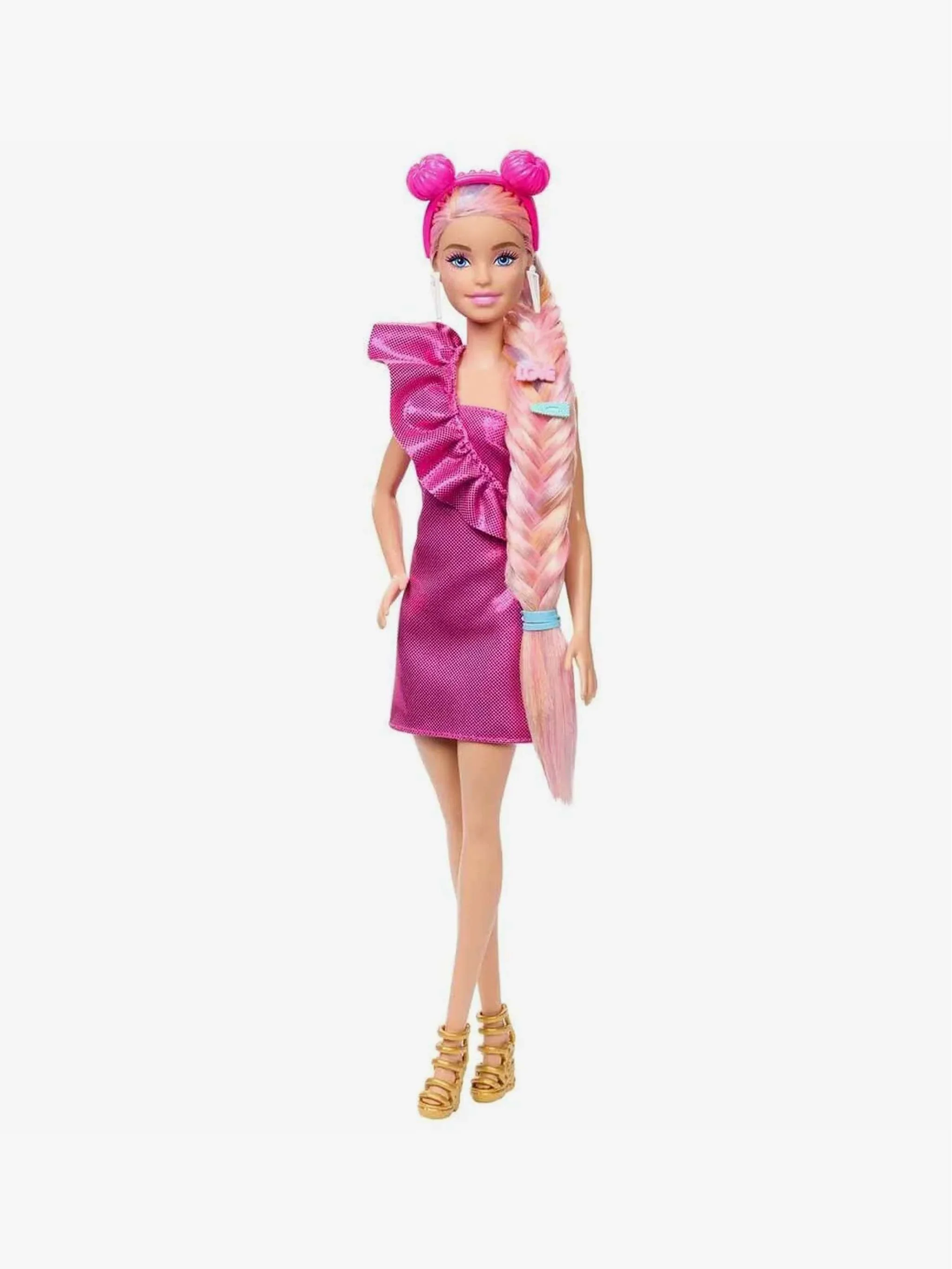 Juguete Barbie Cabello arcoiris, muñeca con accesorio de cabello y juego creativo, para Niña