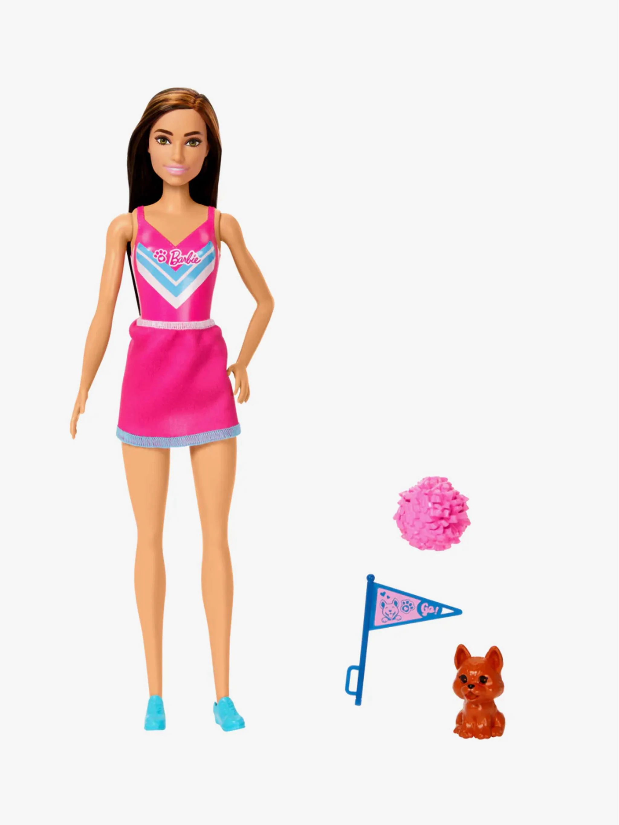 Juguete Barbie Cherleader con vestido rosado, figura temática y juego de animación, para Niña