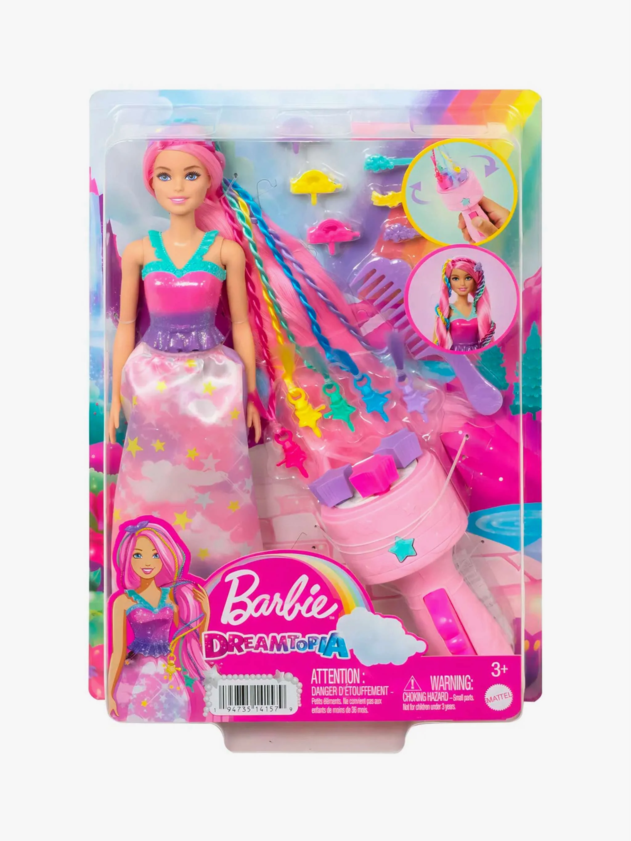 Juguete Barbie Princesa trenzas mágicas, muñeca temática y juego imaginativo, para Niña - Image 2