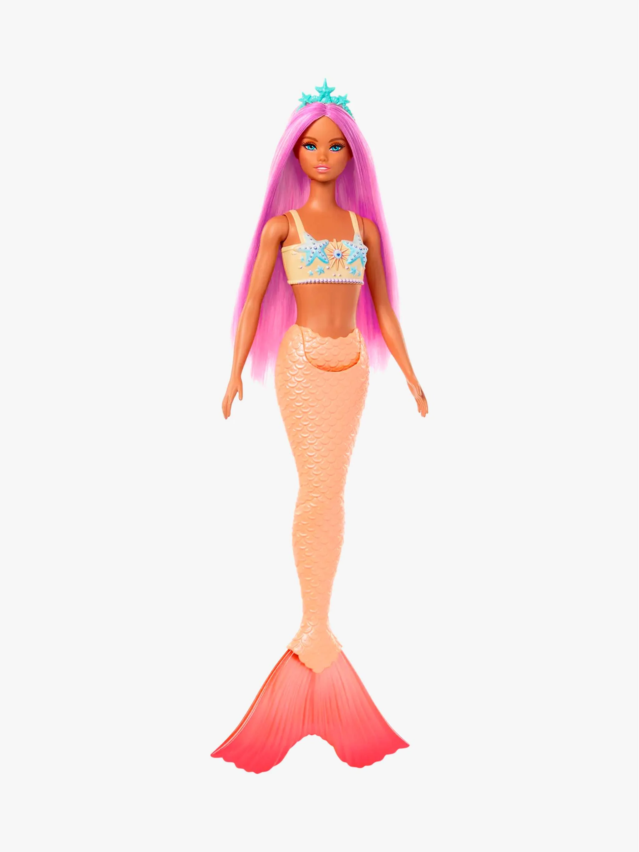 Juguete Barbie Sirena de fantasía con cabello rosa y diadema celeste, muñeca temática y juego imaginativo, para Niña