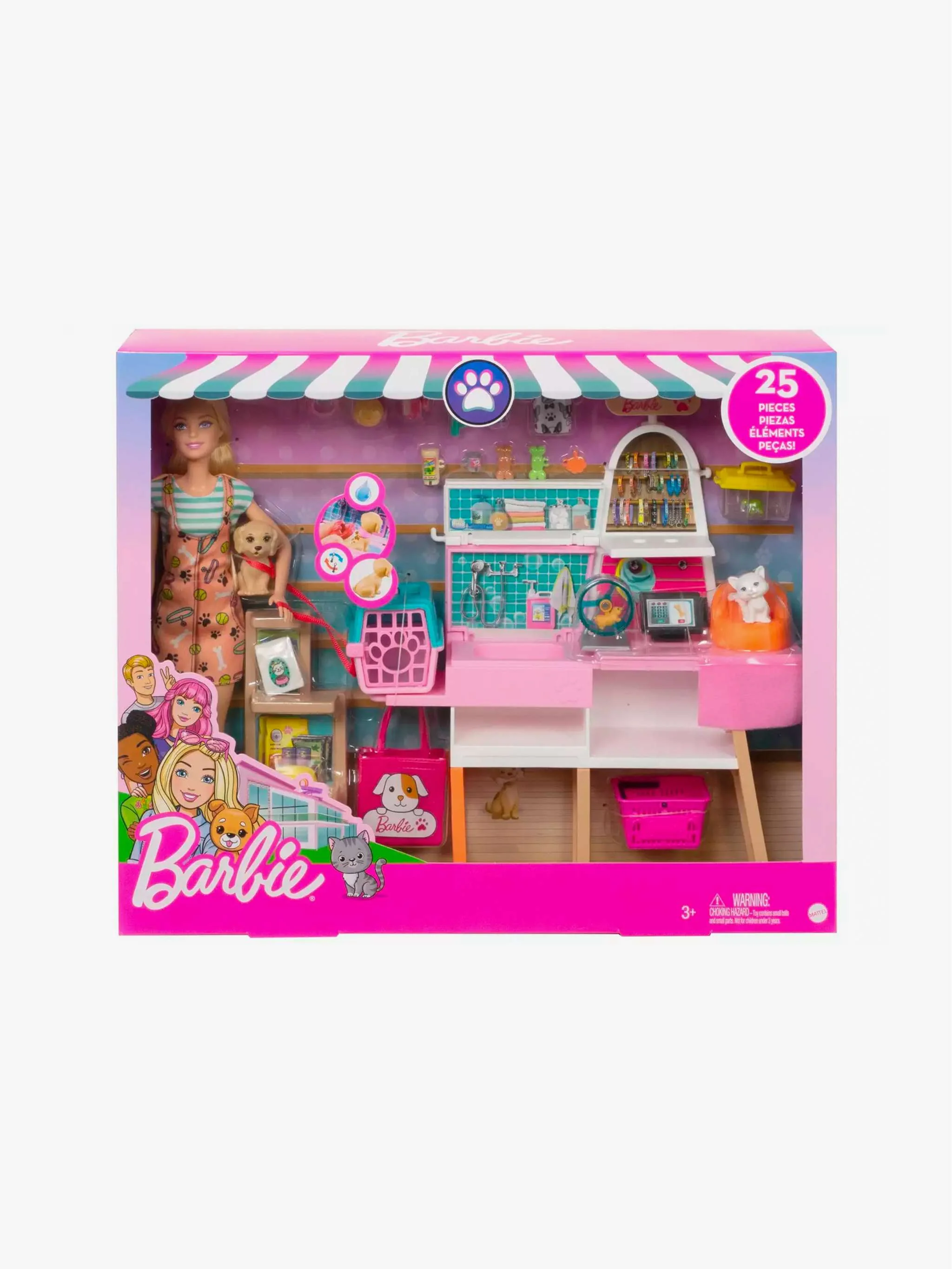 Juguete Barbie Tienda de mascotas, juego de cuidado y comercio de mascotas, para Niña - Image 3
