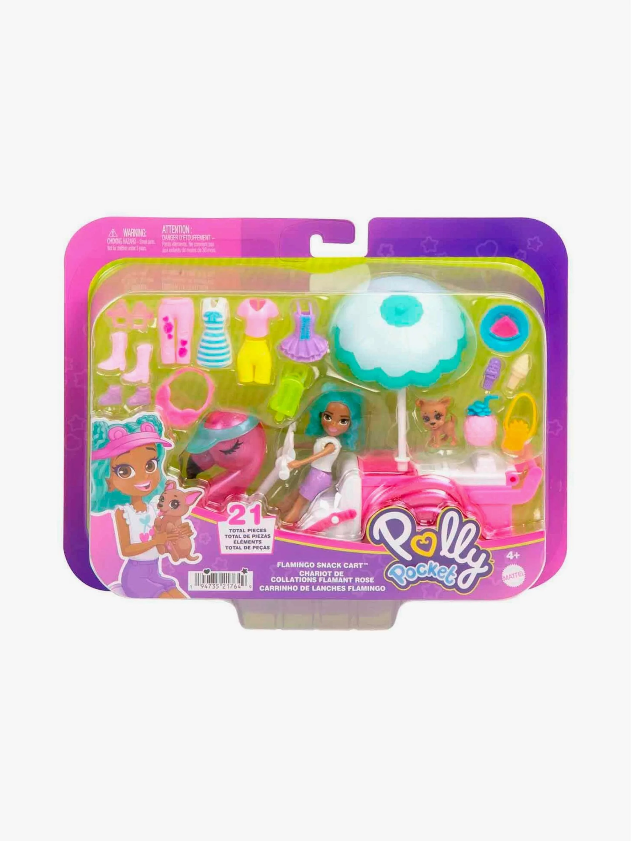 Juguete Polly Pocket Carrito de Bocadillos, playset de comida y juego simbólico, para Niña - Image 3
