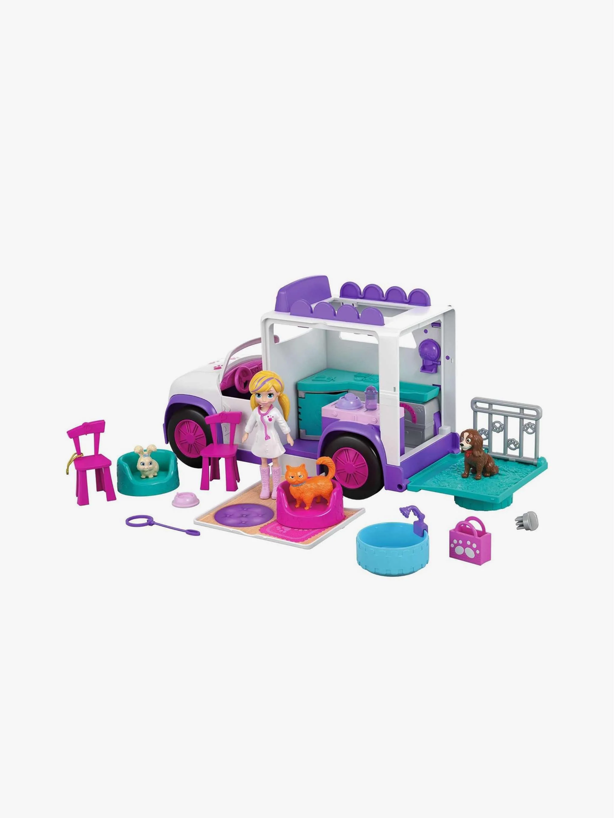 Juguete Polly Pocket Hospital móvil de mascotas, playset temático y cuidado de mascotas, para Niña - Image 2