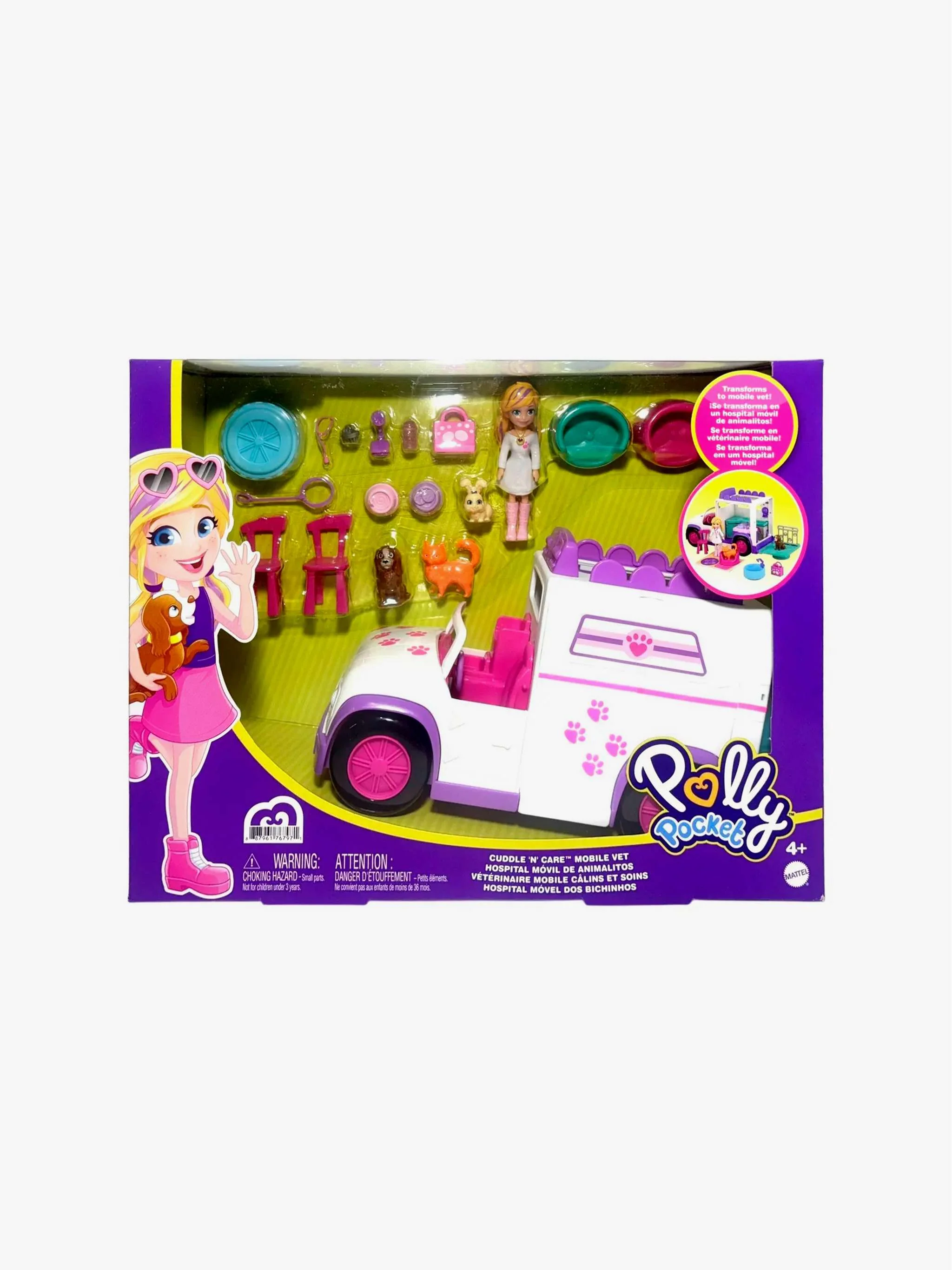 Juguete Polly Pocket Hospital móvil de mascotas, playset temático y cuidado de mascotas, para Niña - Image 3