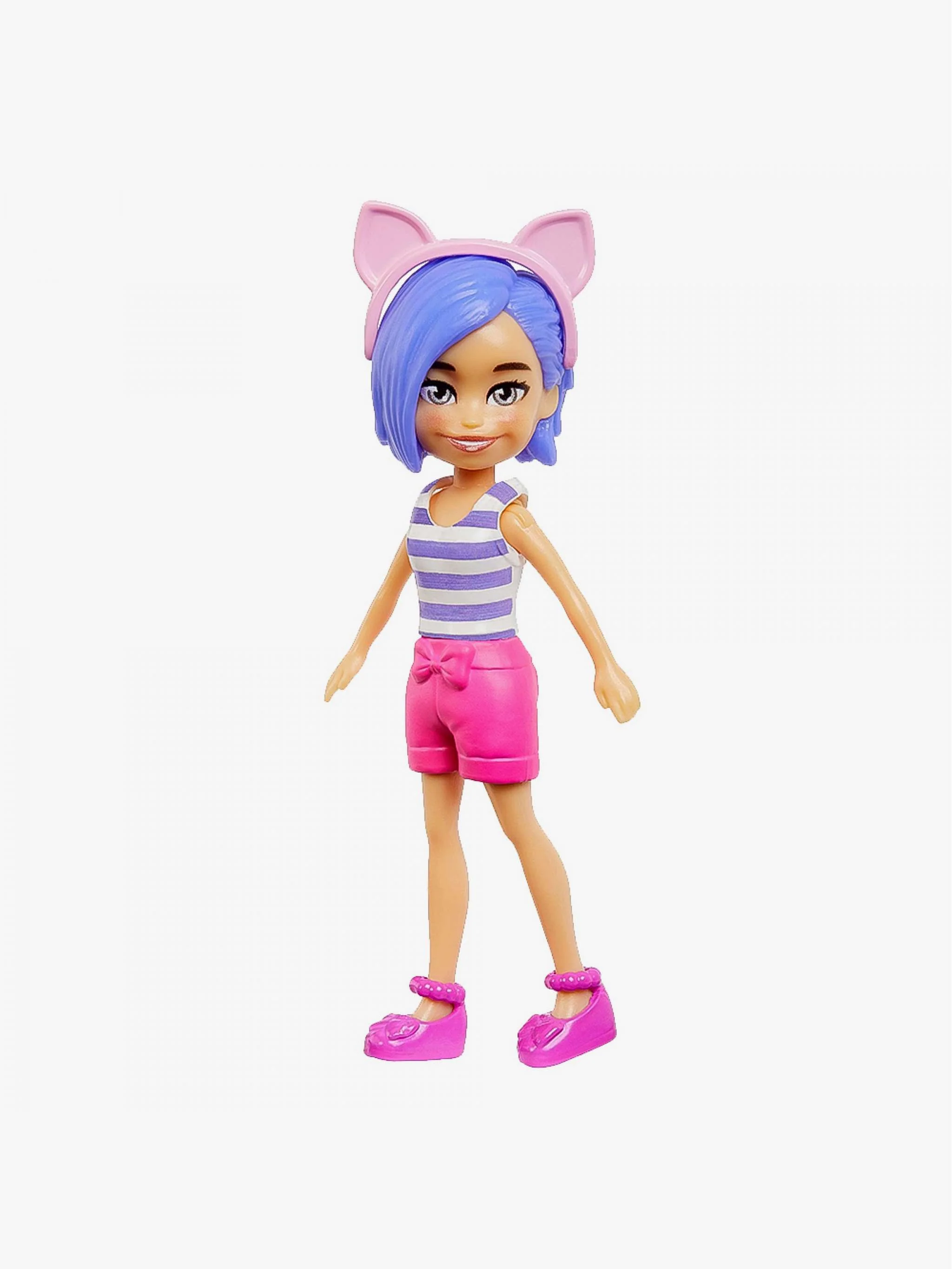 Juguete Polly Pocket Tubo de modas giratorio en forma de Gatito, set de moda y juego simbólico, para Niña