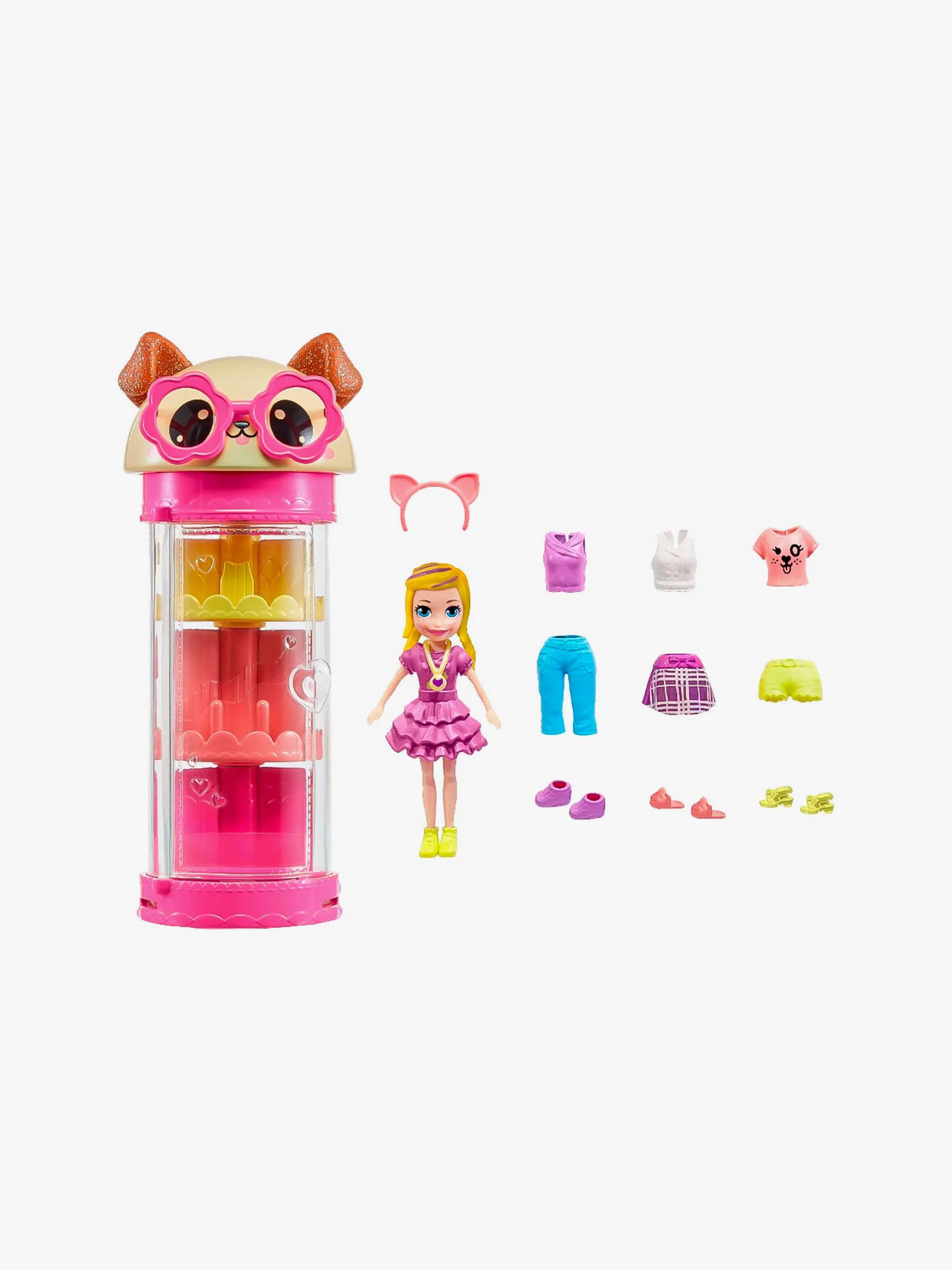 Juguete Polly Pocket Tubo de modas giratorio en forma de Perrito, set de moda y juego simbólico, para Niña - Image 2
