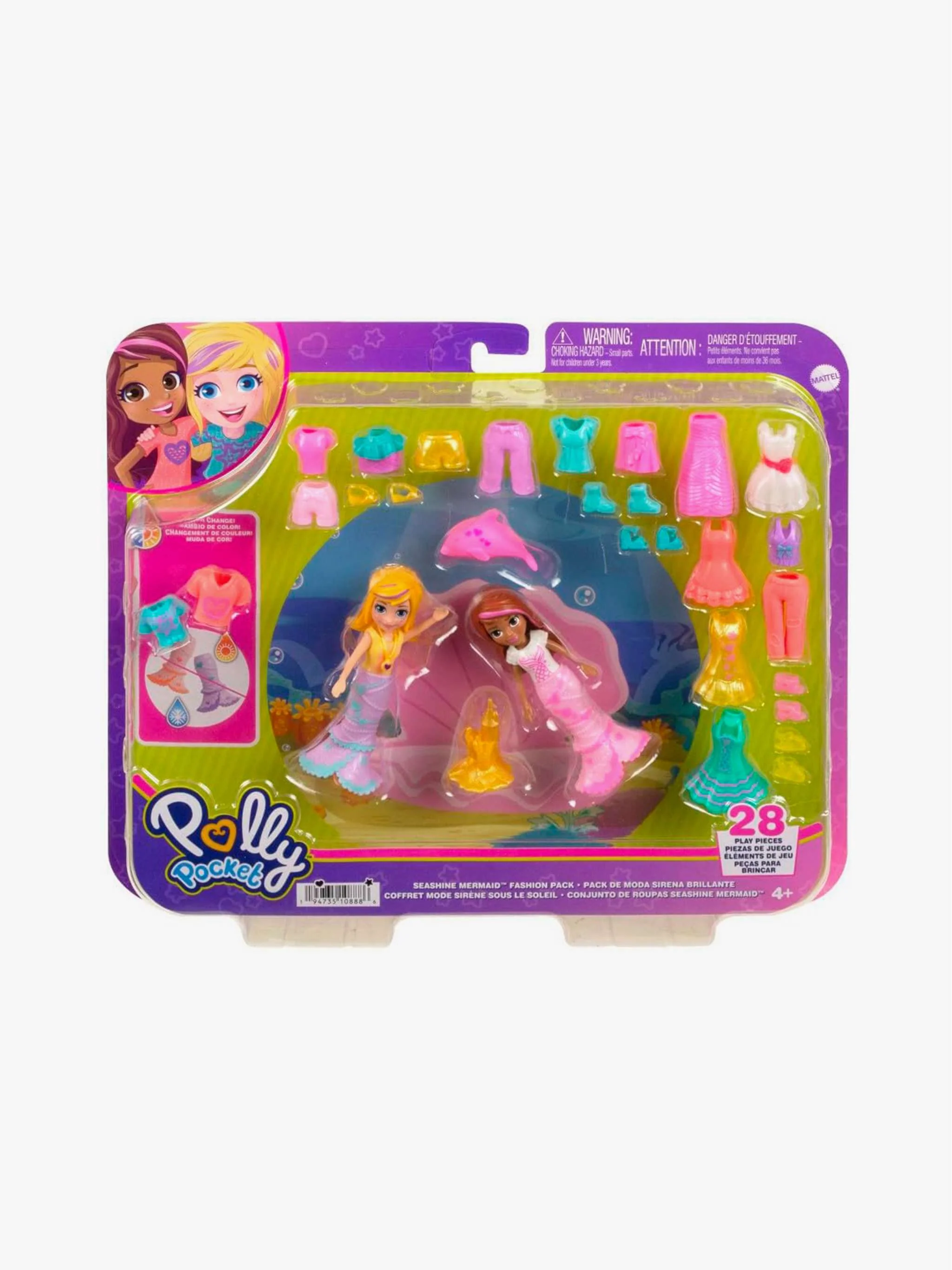 Juguete Polly Pocket sirenas brillante, set de fantasía y juego acuático, para Niña - Image 3