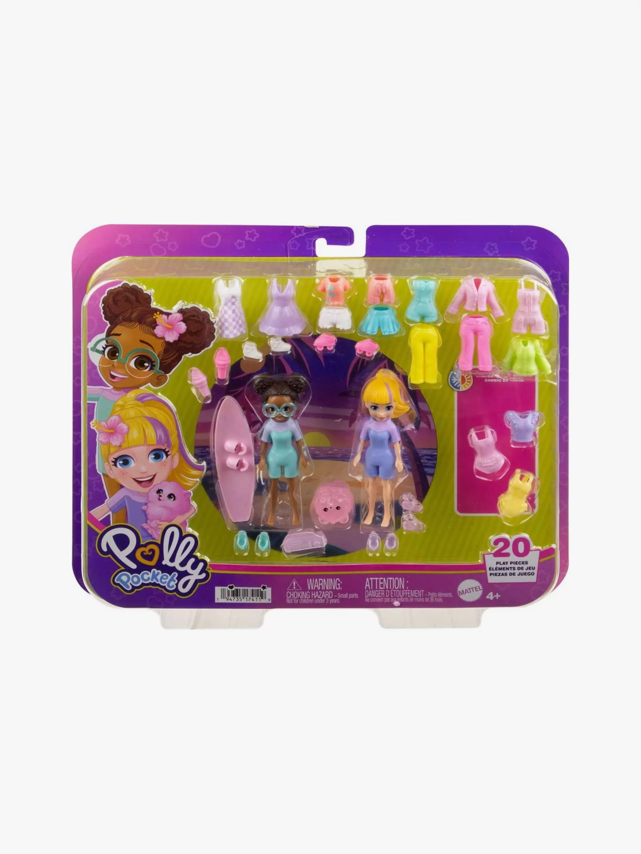 Juguete Polly Pocket surf fashion pack, set de moda y juego simbólico, para Niña - Image 3