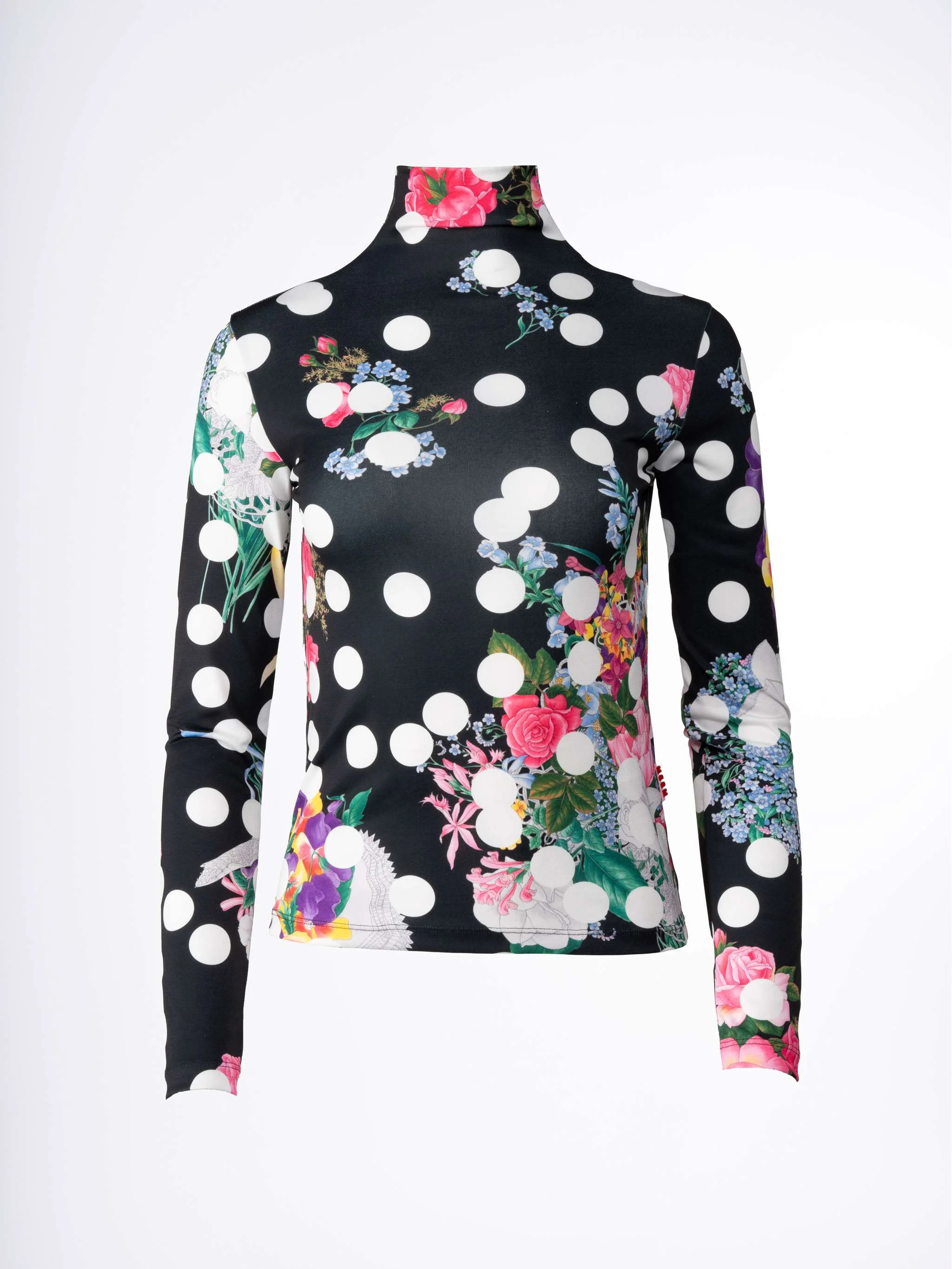 Blusa manga larga estampada, color negro, para Damas