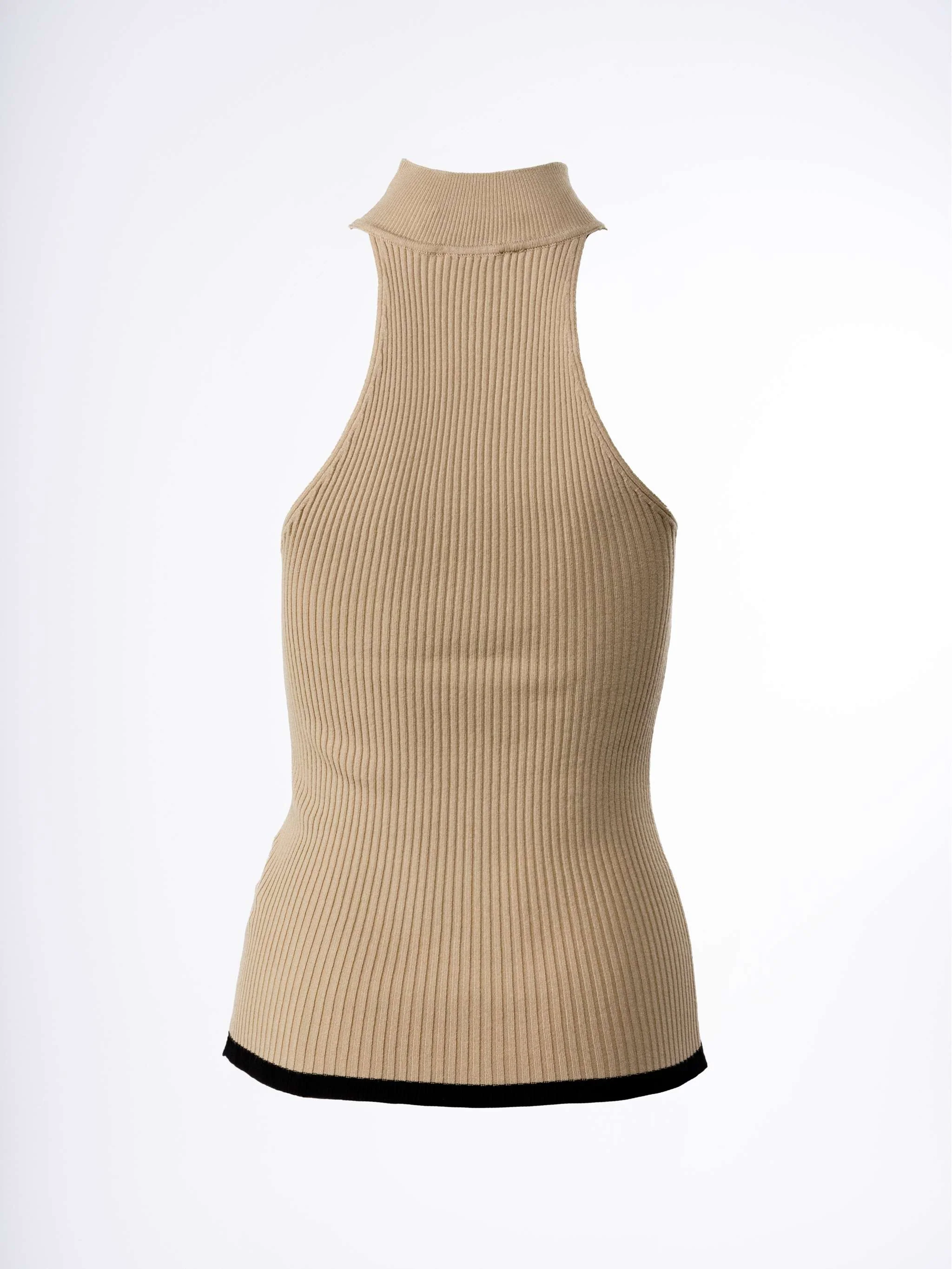 Top sin manga unicolor, color beige, para Damas - Image 2