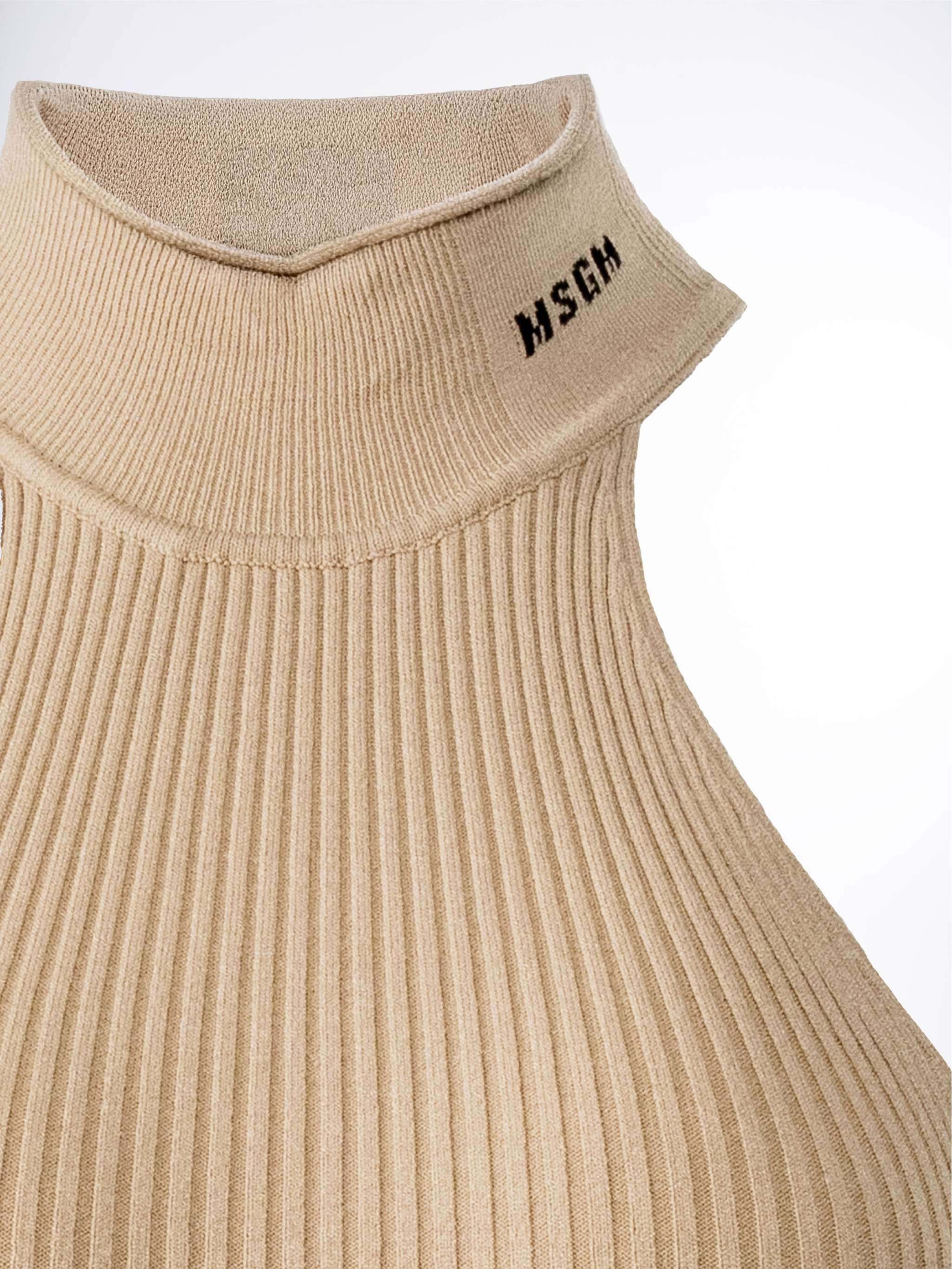 Top sin manga unicolor, color beige, para Damas - Image 3