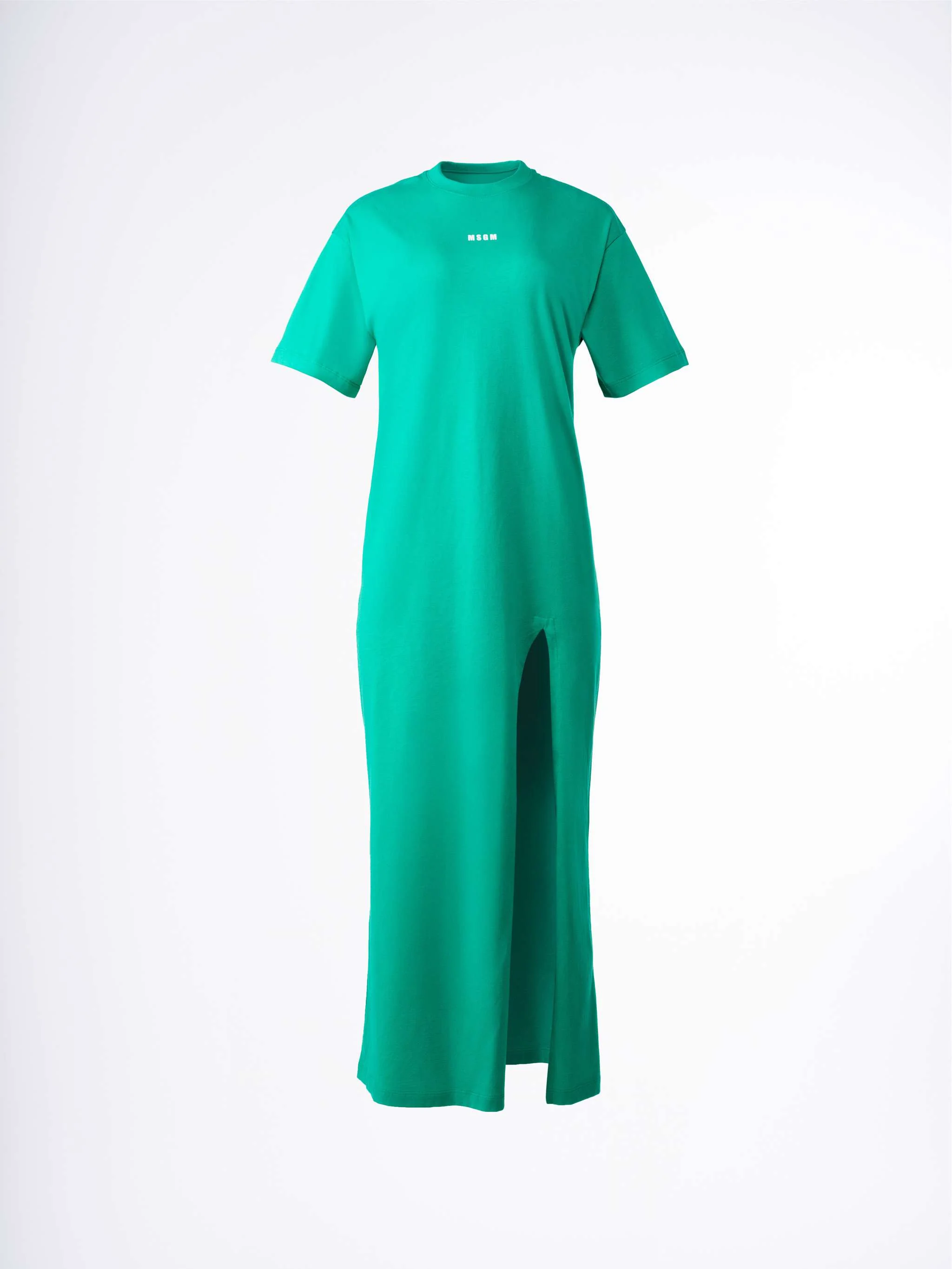 Vestido largo unicolor, color verde esmeralda, para Damas