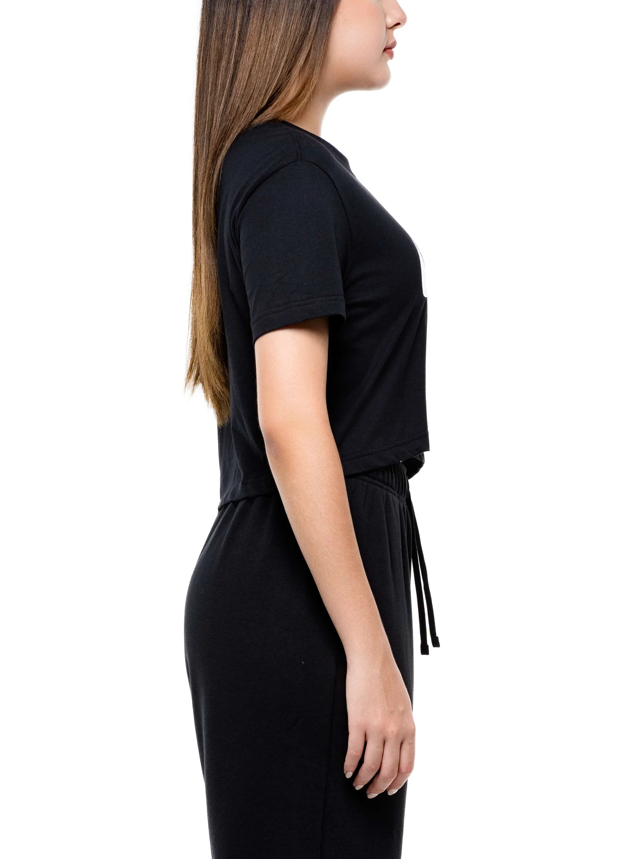 Franela manga corta Essentials Icon, color negro, para Damas - Image 3