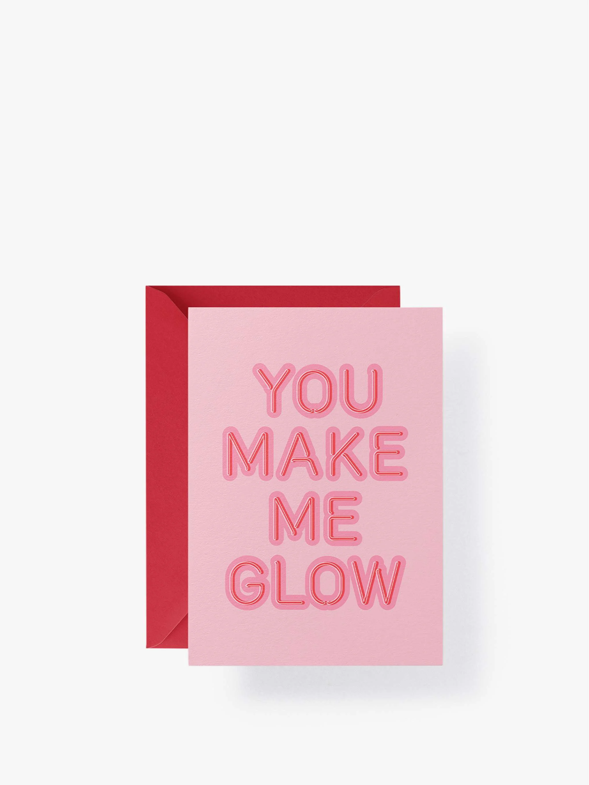 Tarjeta de regalo you make me glow with red envelope, color rosa/rojo