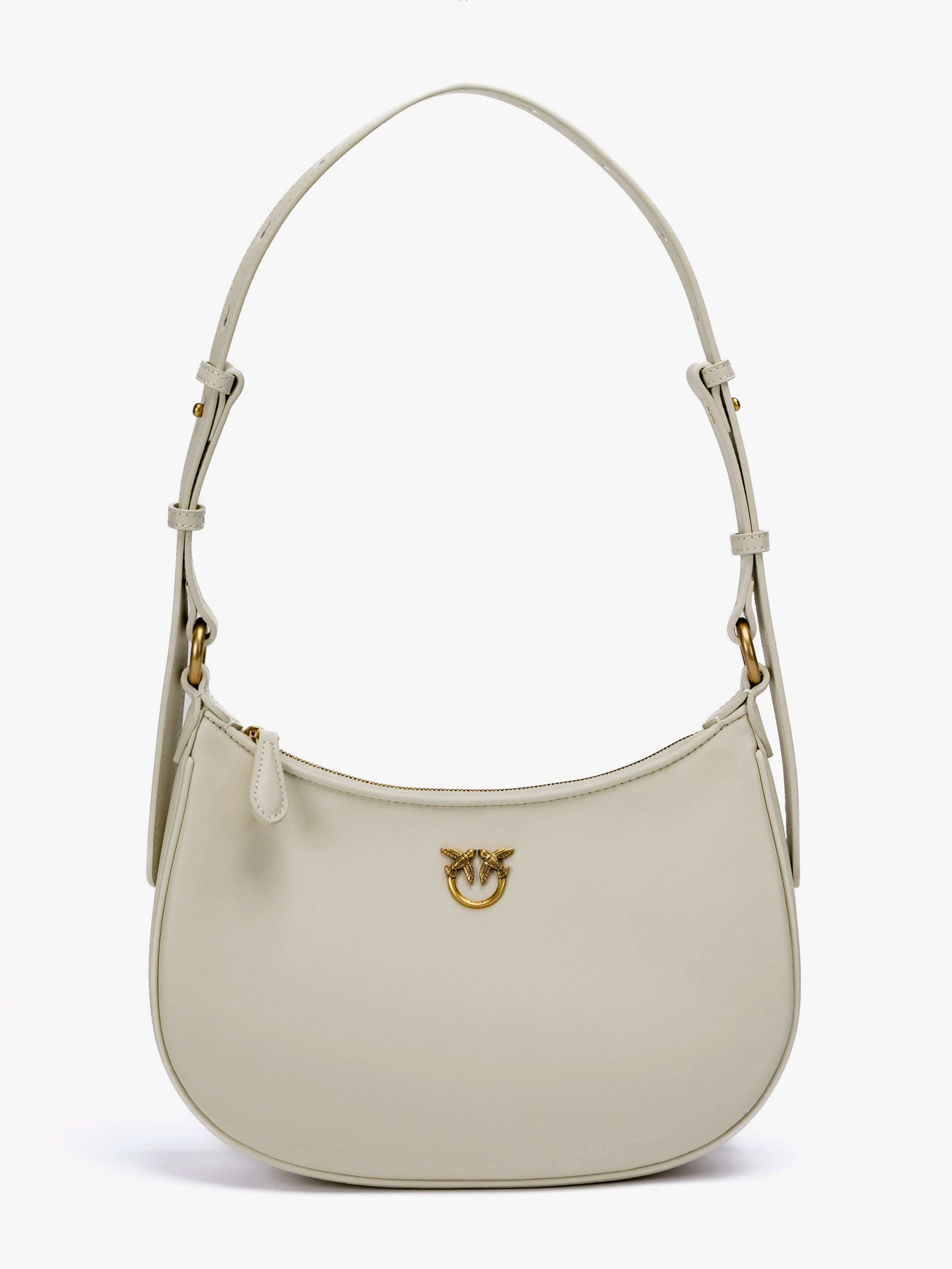Bolso Half Moon mini Fl Vitello Seta, color blanco con dorado, para Damas