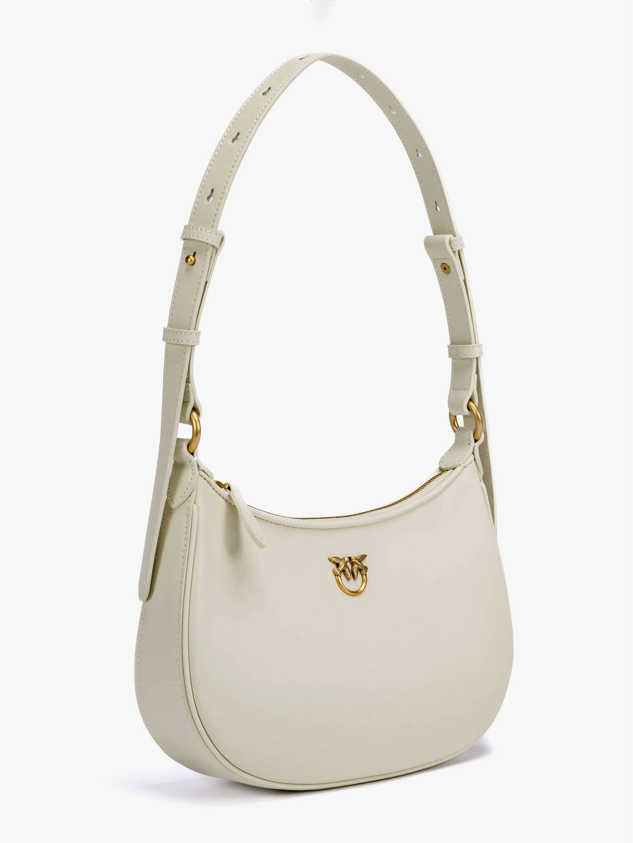 Bolso Half Moon mini Fl Vitello Seta, color blanco con dorado, para Damas - Image 3