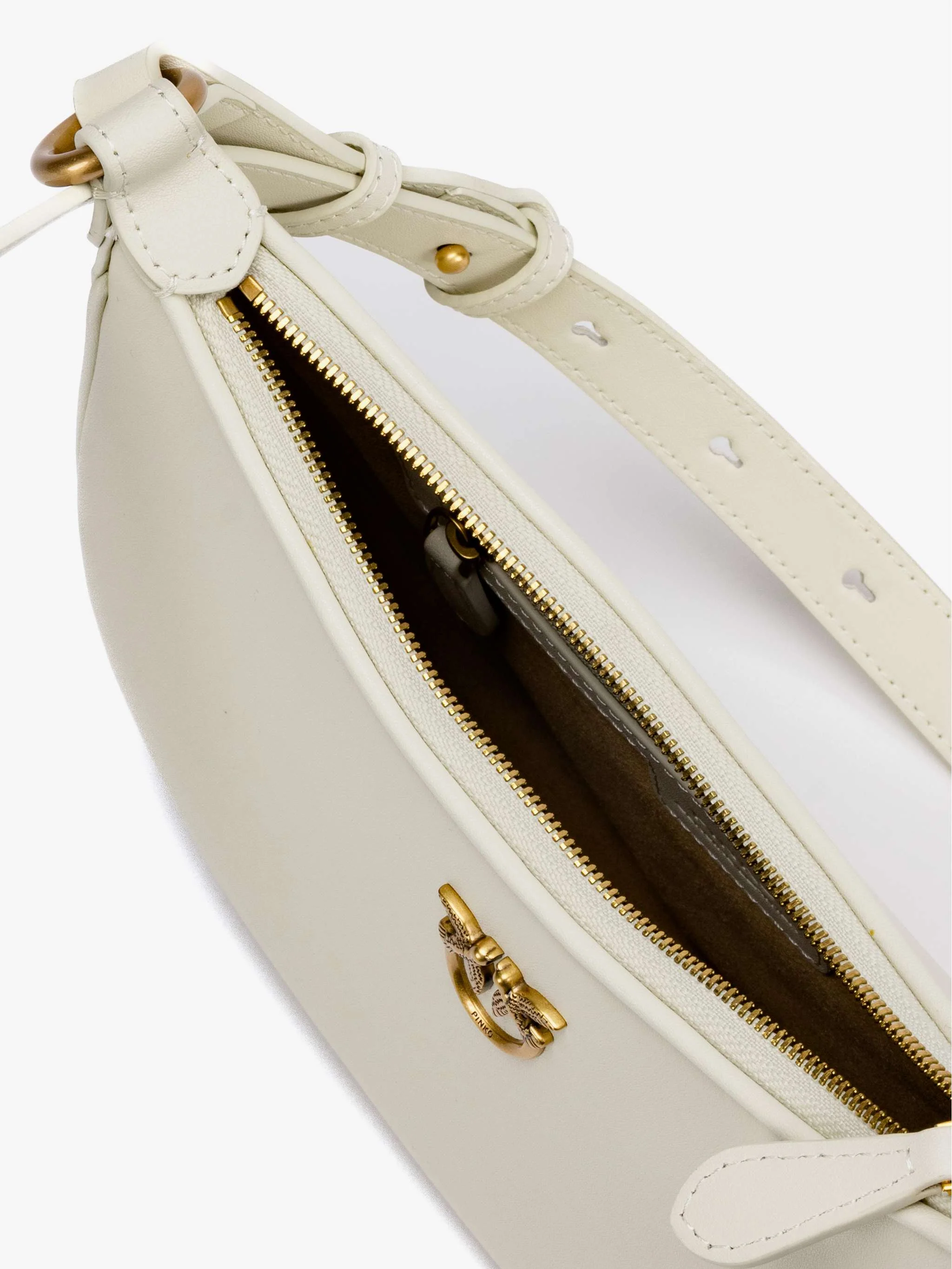 Bolso Half Moon mini Fl Vitello Seta, color blanco con dorado, para Damas - Image 5