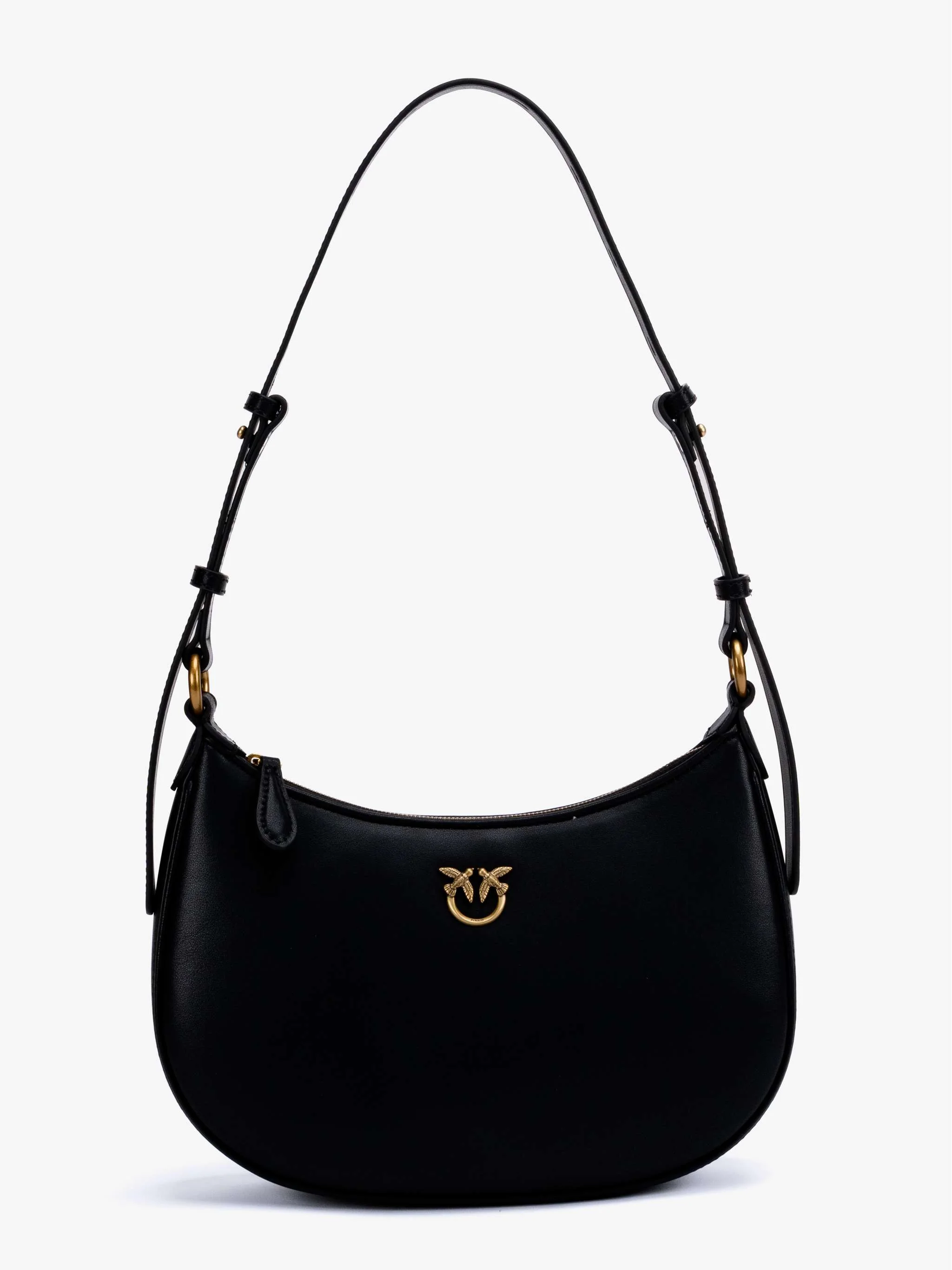 Bolso Half Moon mini Fl Vitello Seta, color negro con dorado, para Damas
