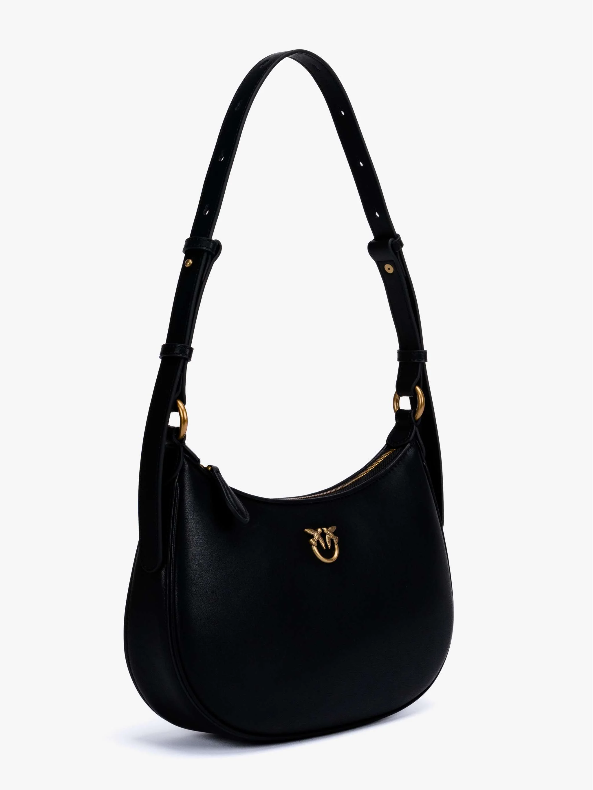Bolso Half Moon mini Fl Vitello Seta, color negro con dorado, para Damas - Image 3