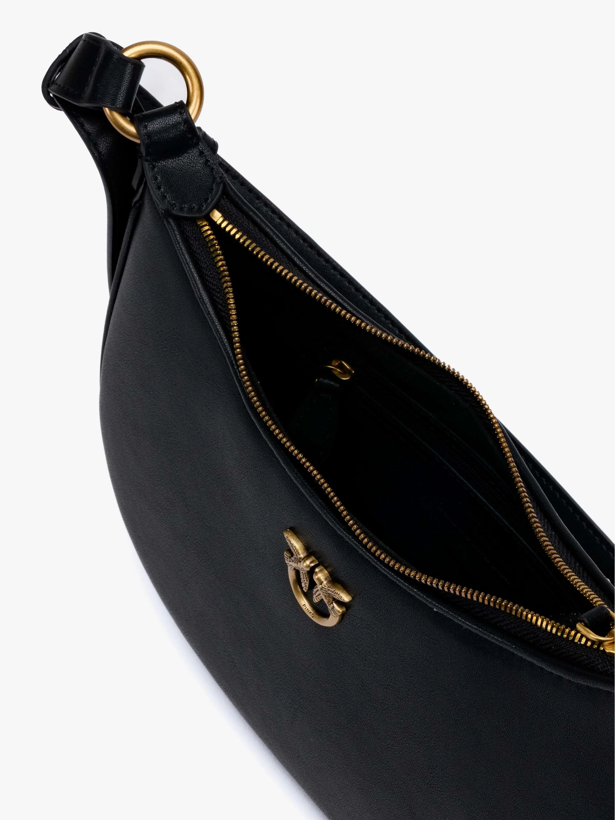 Bolso Half Moon mini Fl Vitello Seta, color negro con dorado, para Damas - Image 5
