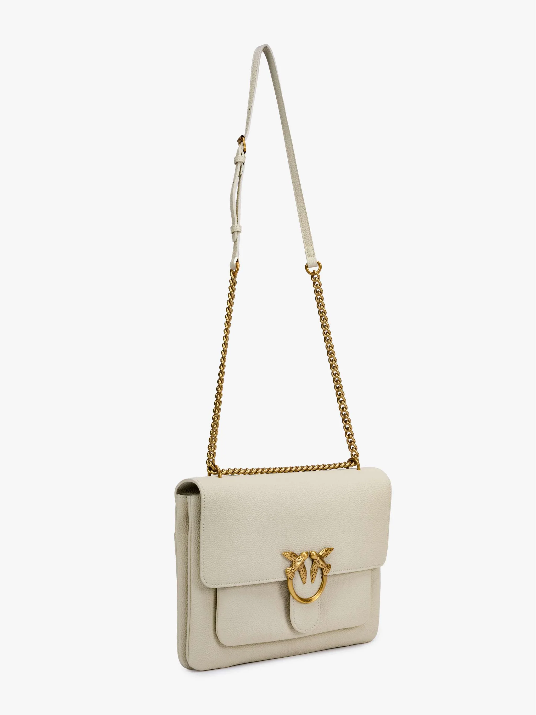 Bolso Love Soft Big Pelle Bottalata, color blanco con dorado, para Damas - Image 3