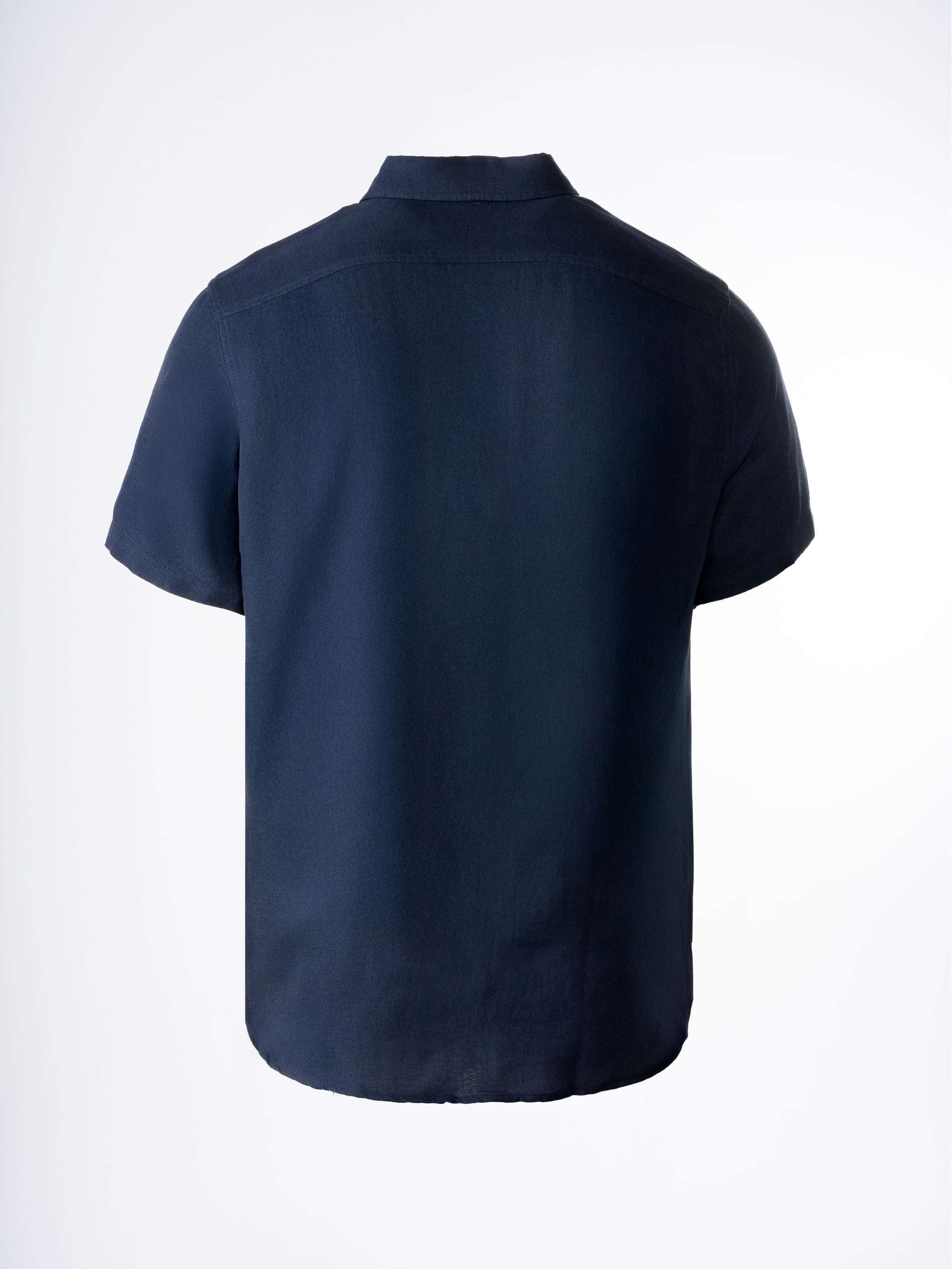 Camisa manga corta de mezcla de lino Rodrick, color azul marino, para Caballeros - Image 2
